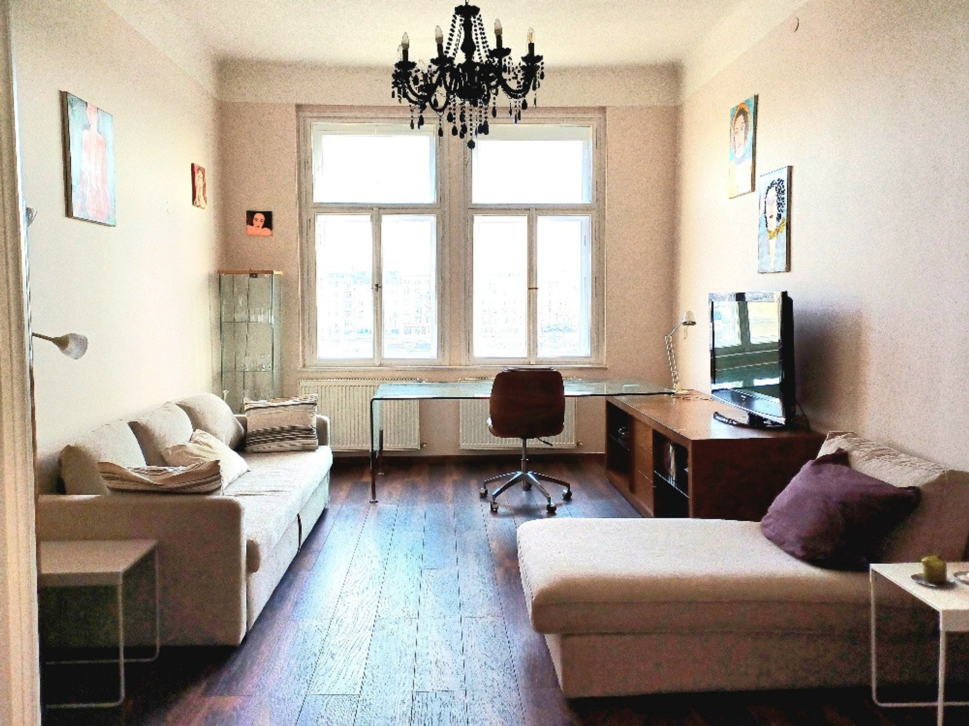 living room - east exposure, overlooking the river