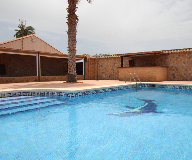 Pool steps and poolside bar