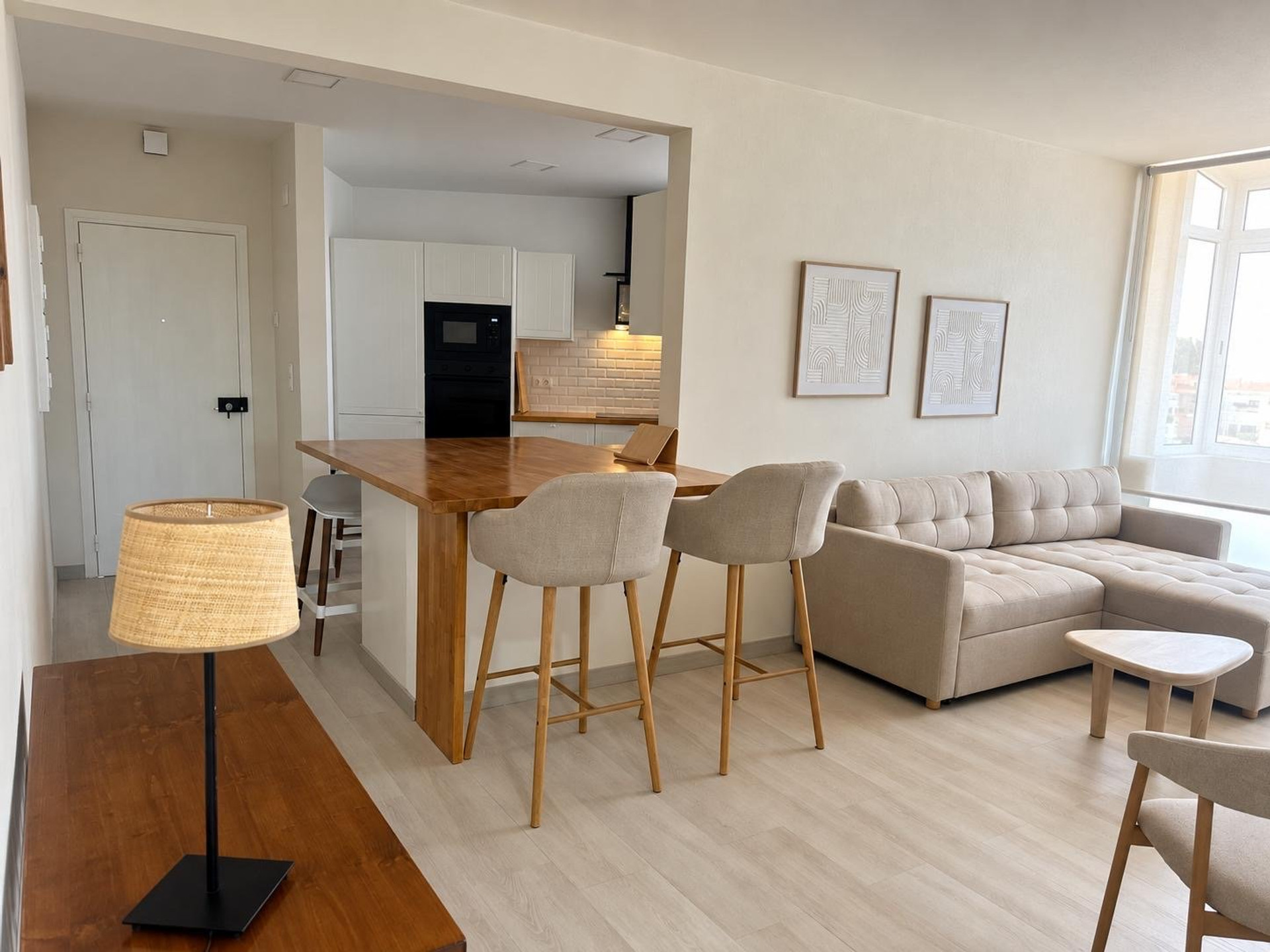 Open living room and kitchen