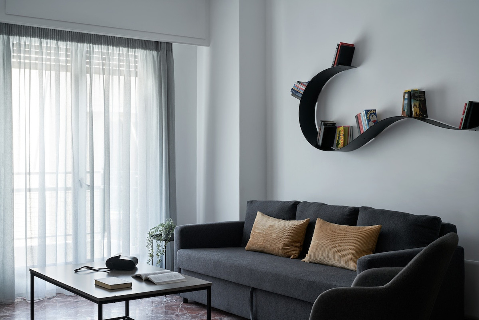 The living room's comfortable sofa