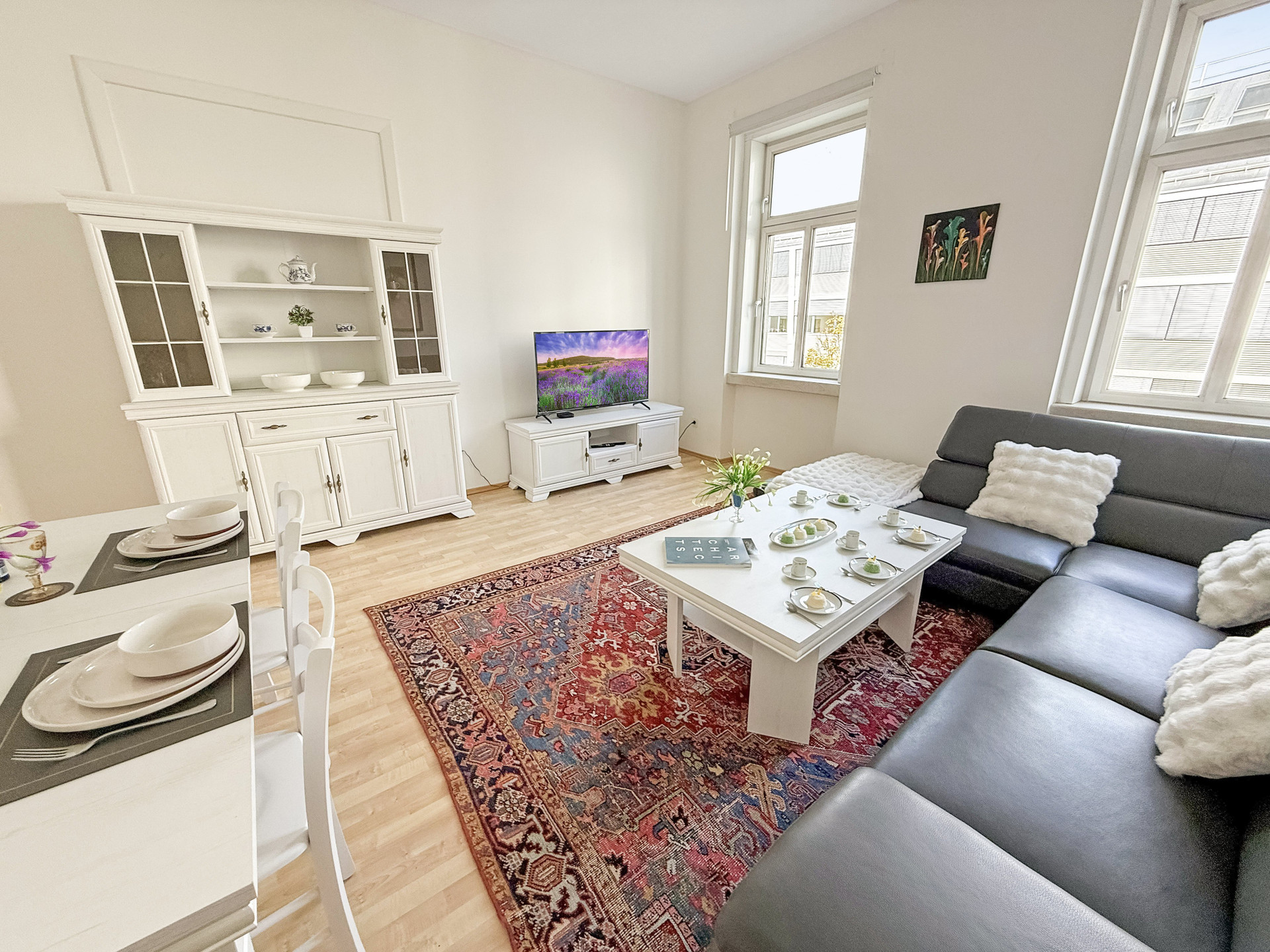 Living room with TV and sideboard