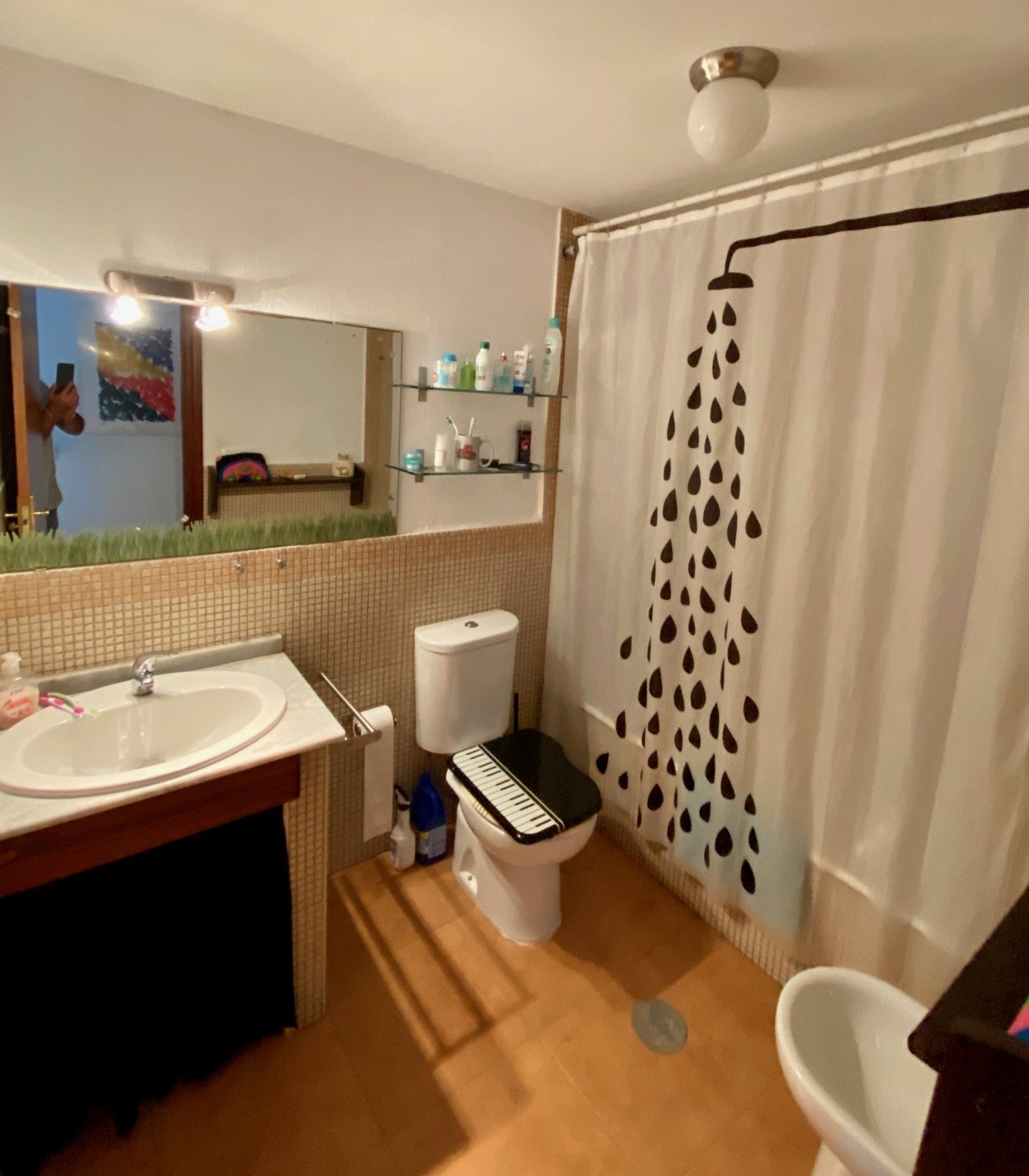 Bathroom with shower curtain
