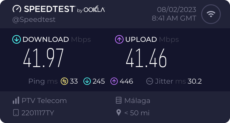 Speedtest.net result