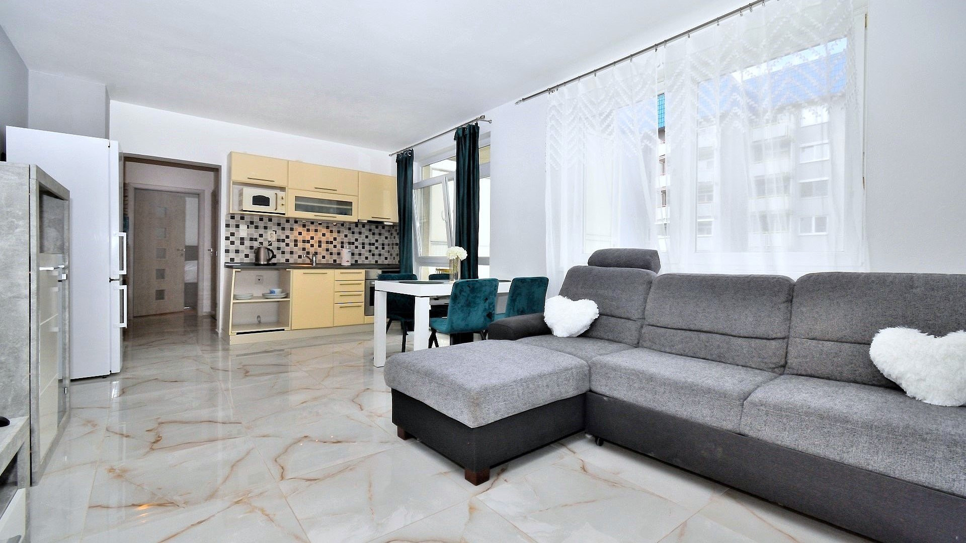 Open living room and kitchen