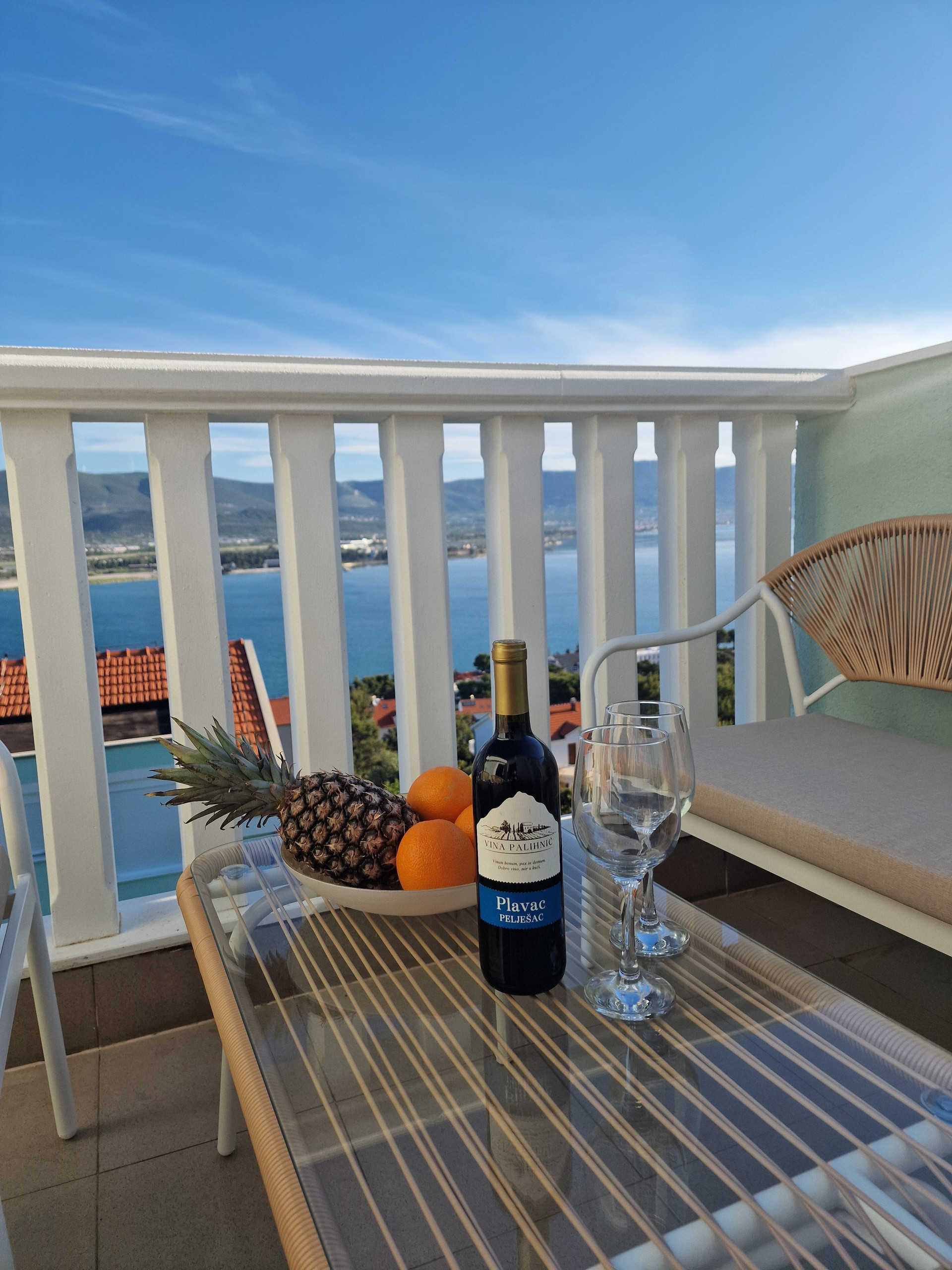 Balcony table with sea view