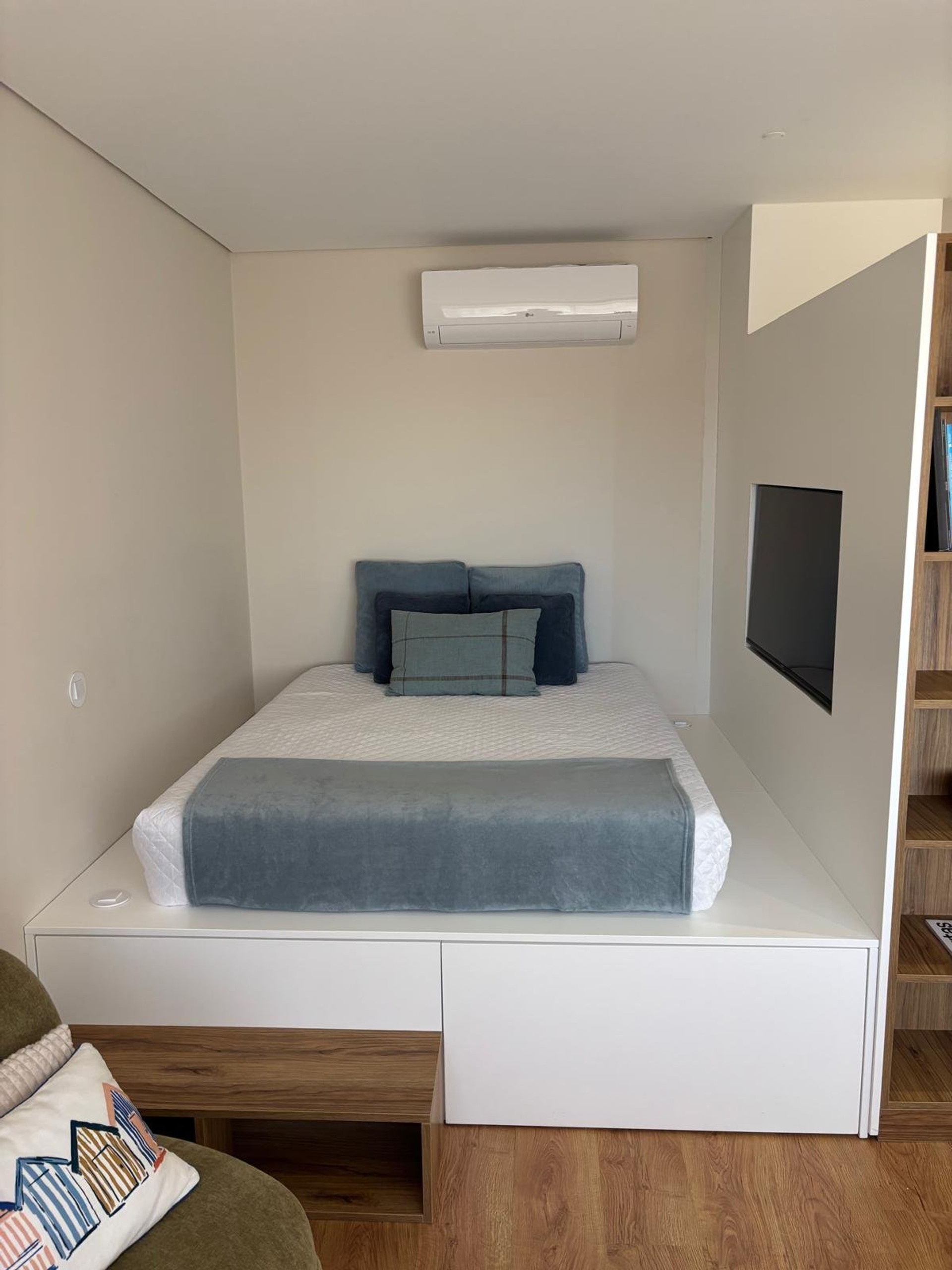 Platform bed with TV
