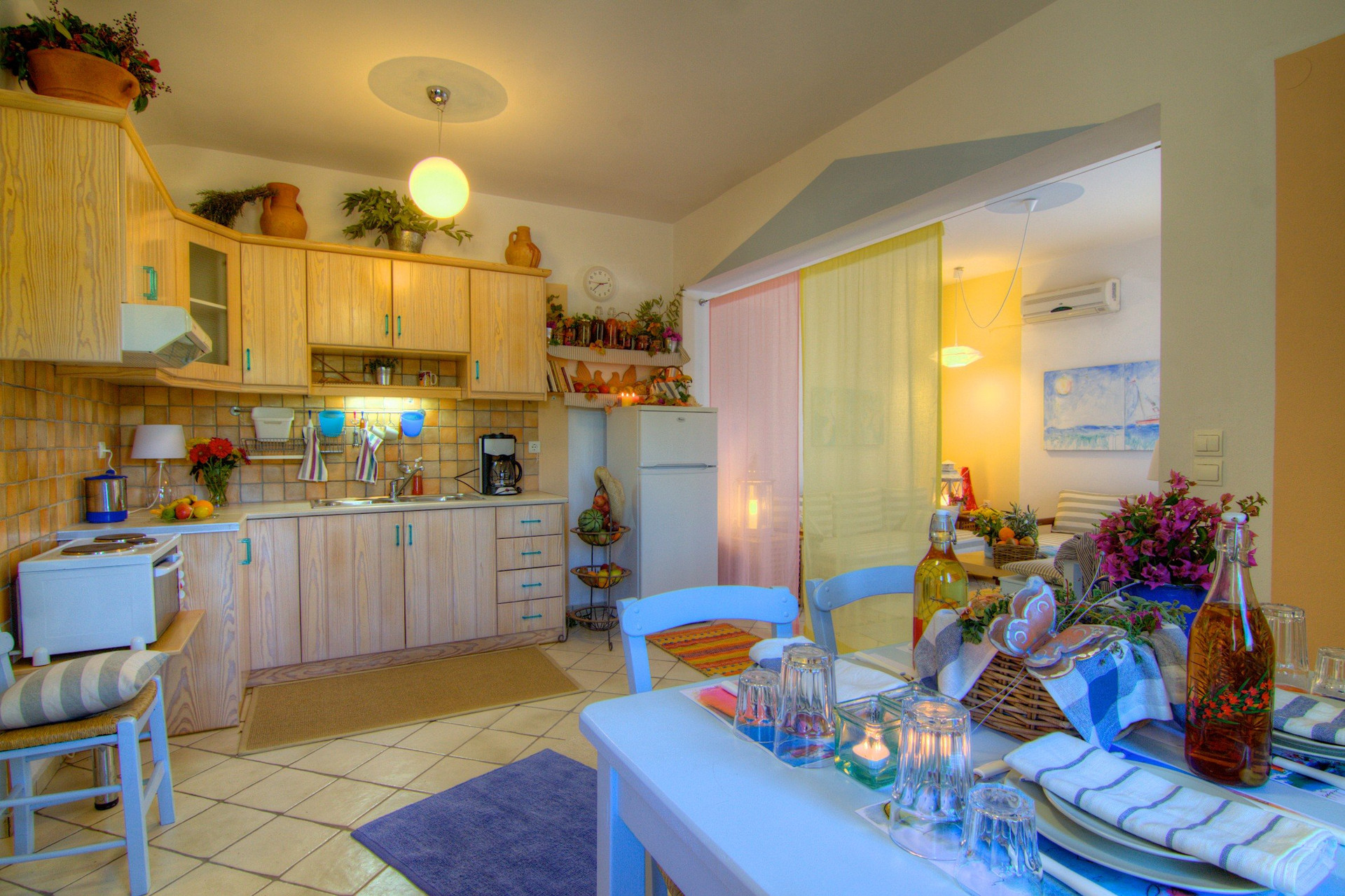 Open kitchen and dining area