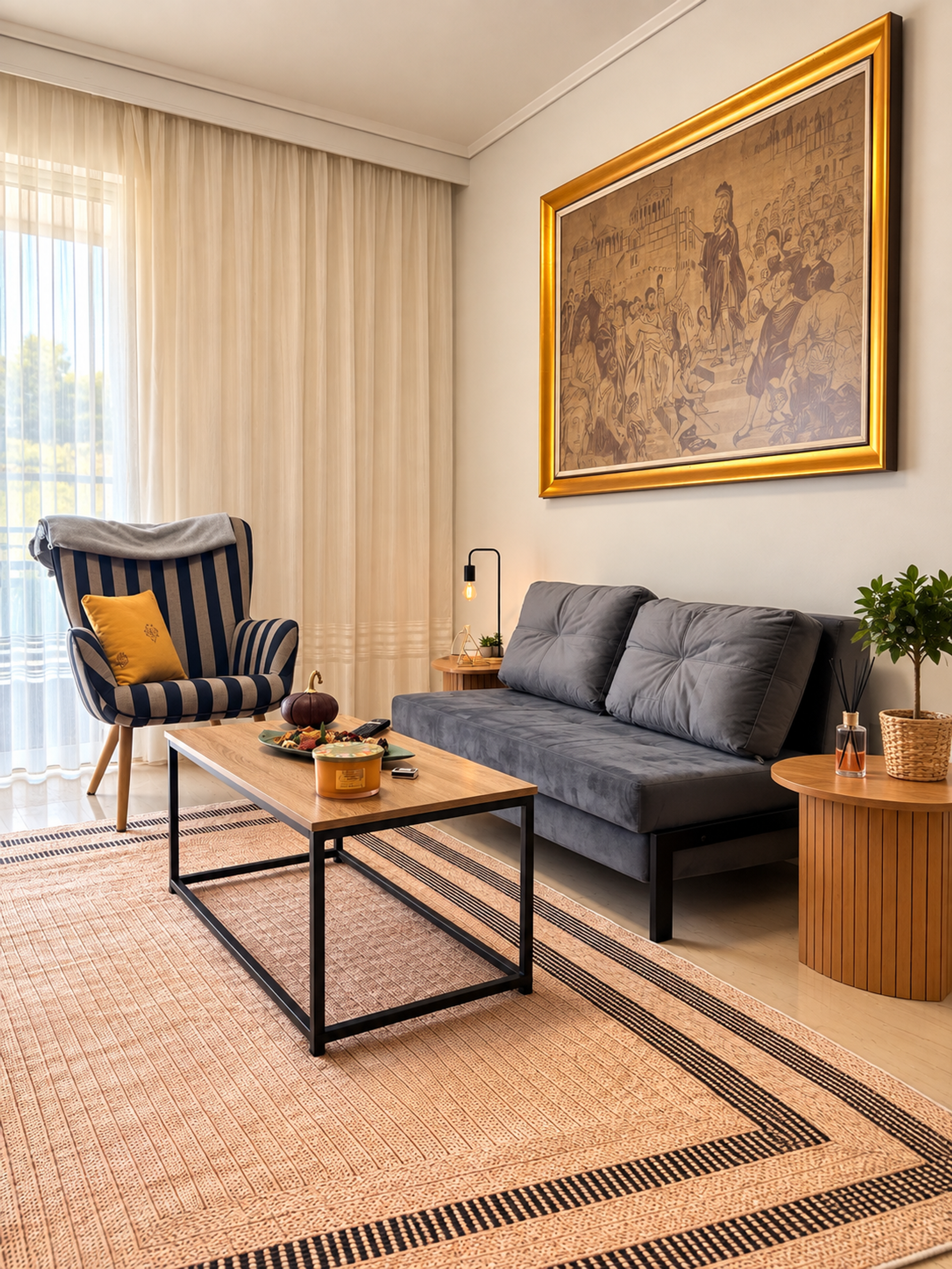 Living room armchair and sofa