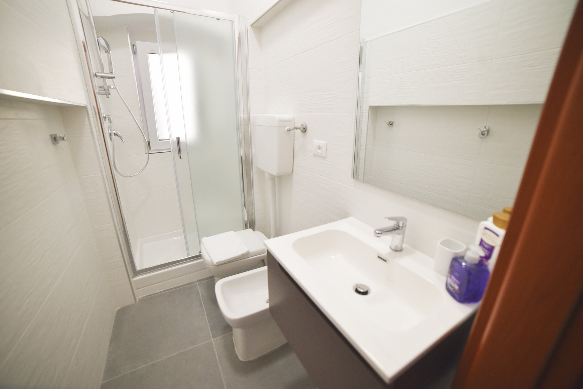Modern bathroom with shower cabin