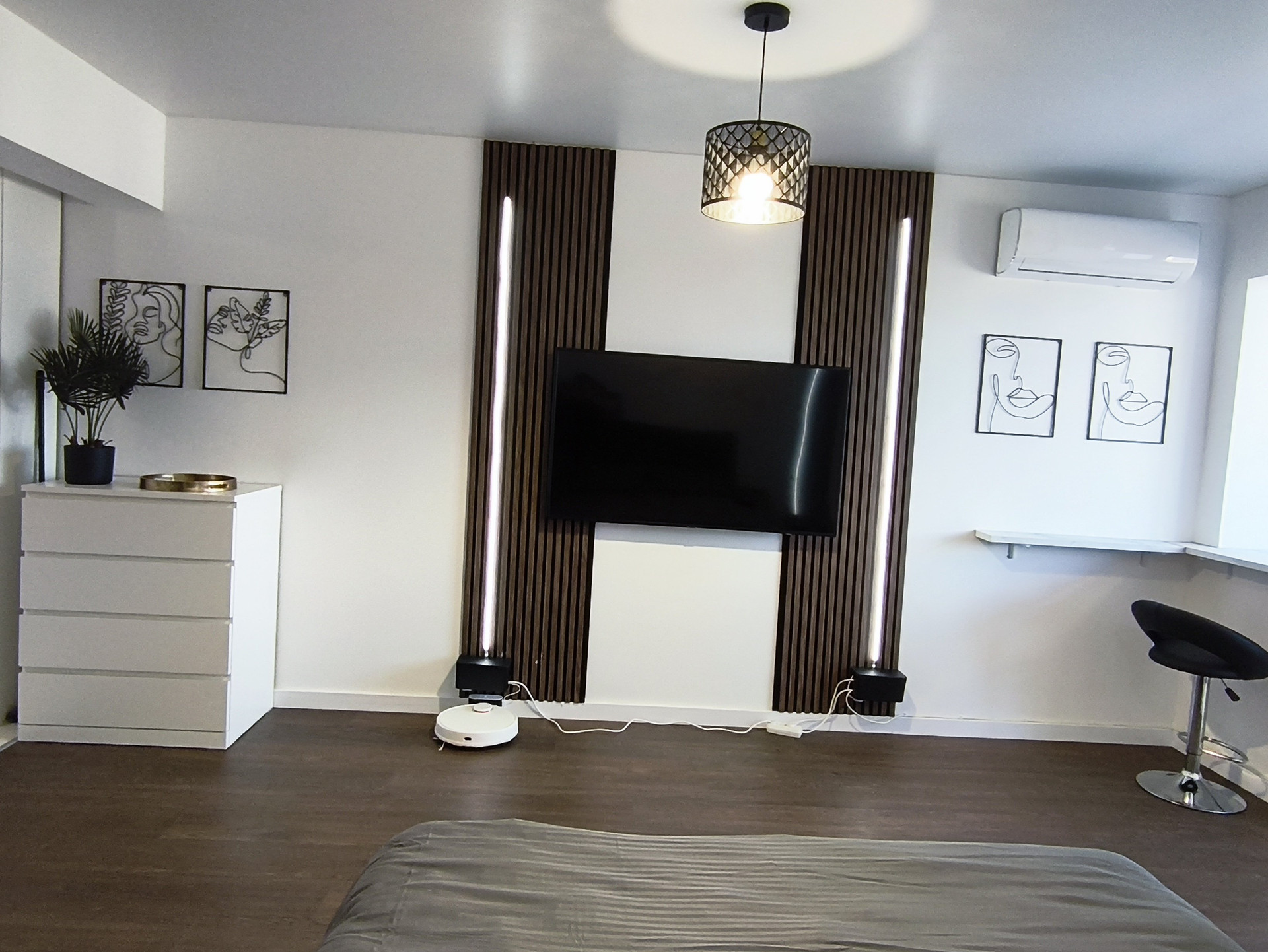 TV wall with decor accents
