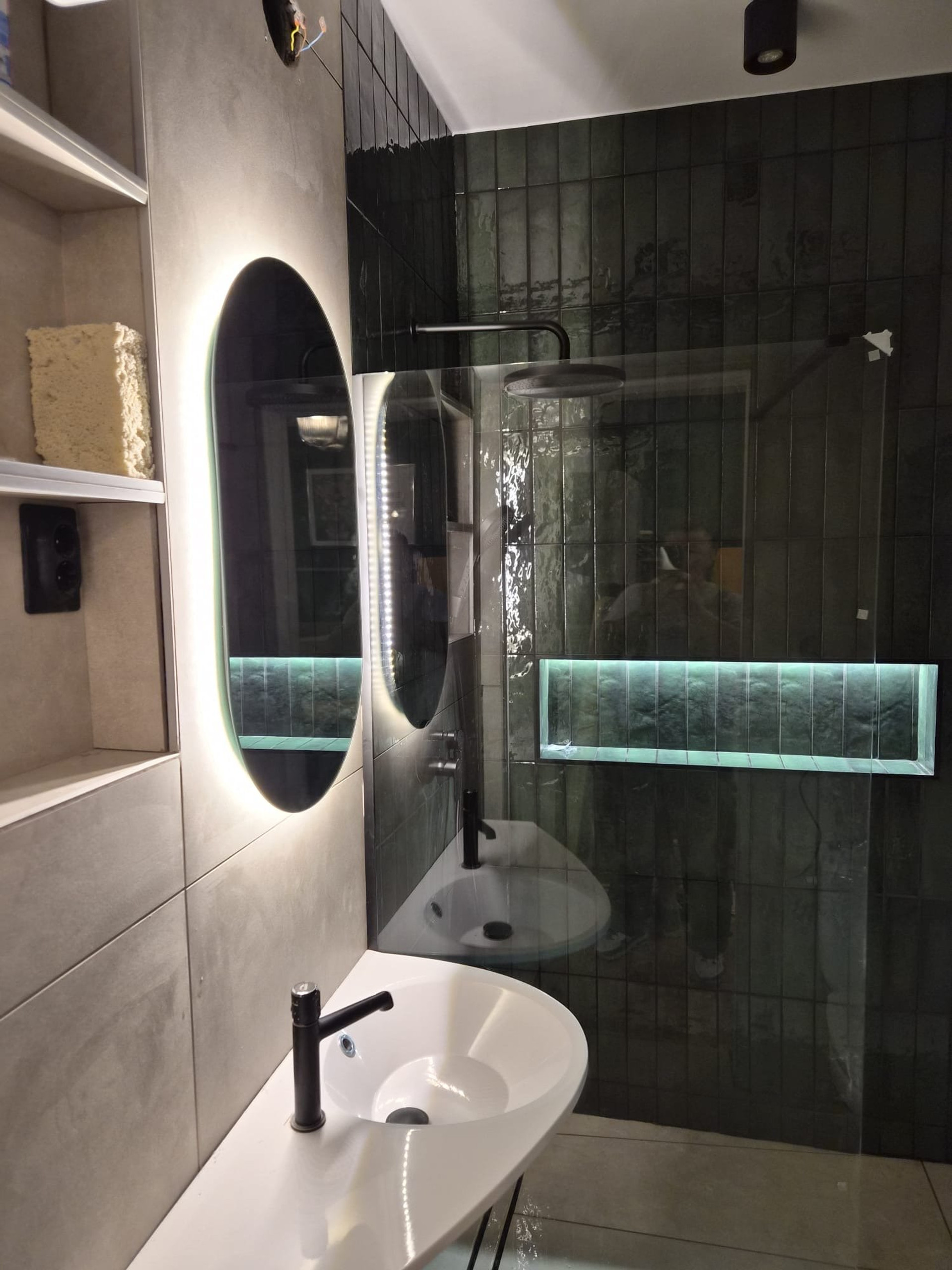 Modern bathroom with LED mirror shower