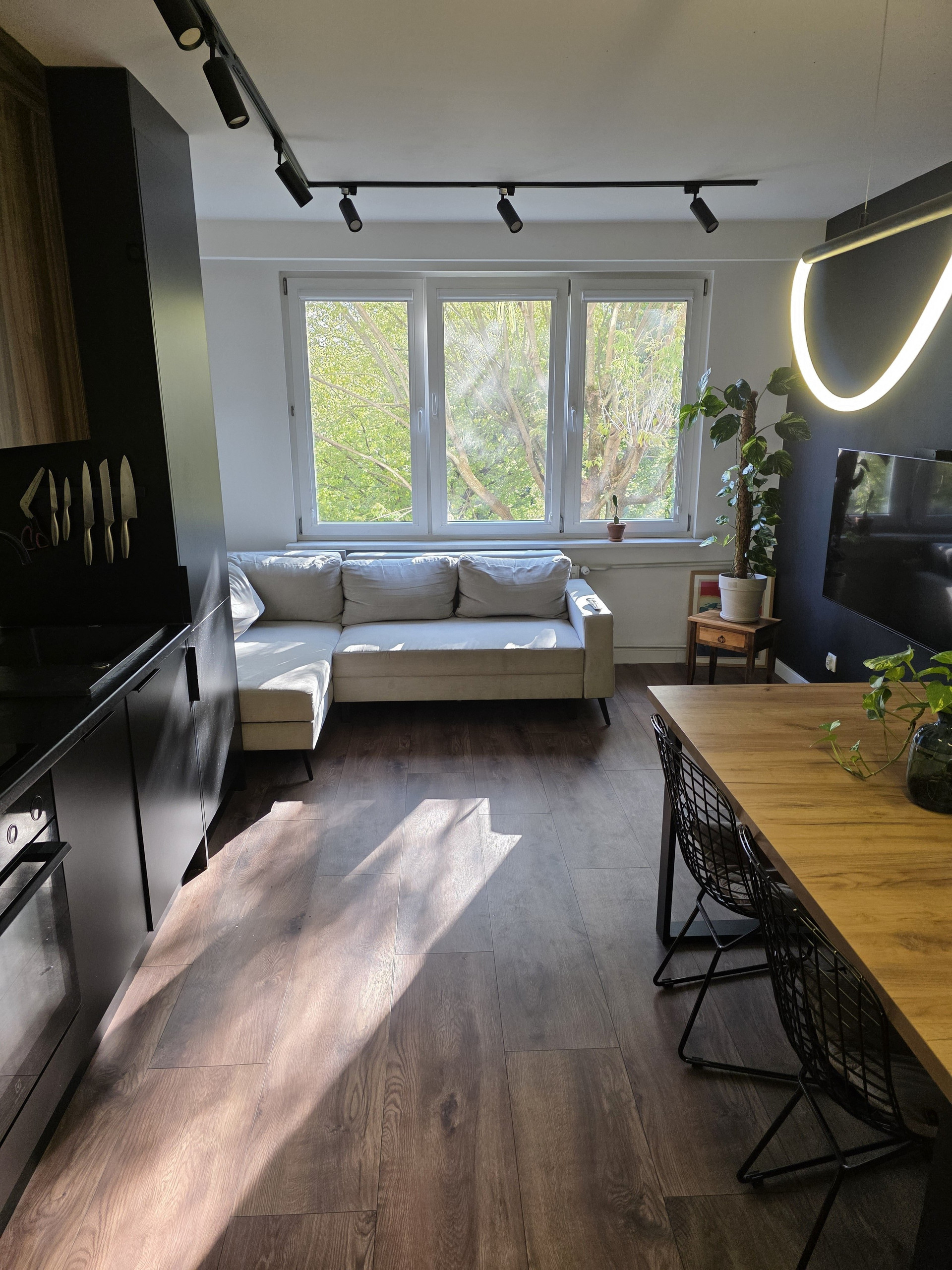 Cozy sofa nook by window