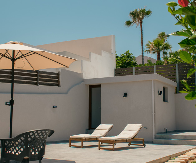 Patio with sun loungers