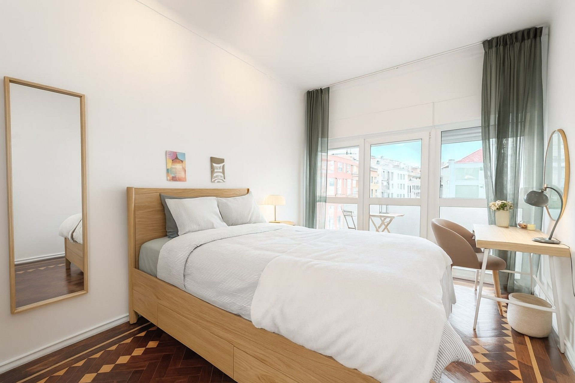 Sunny bedroom with balcony access