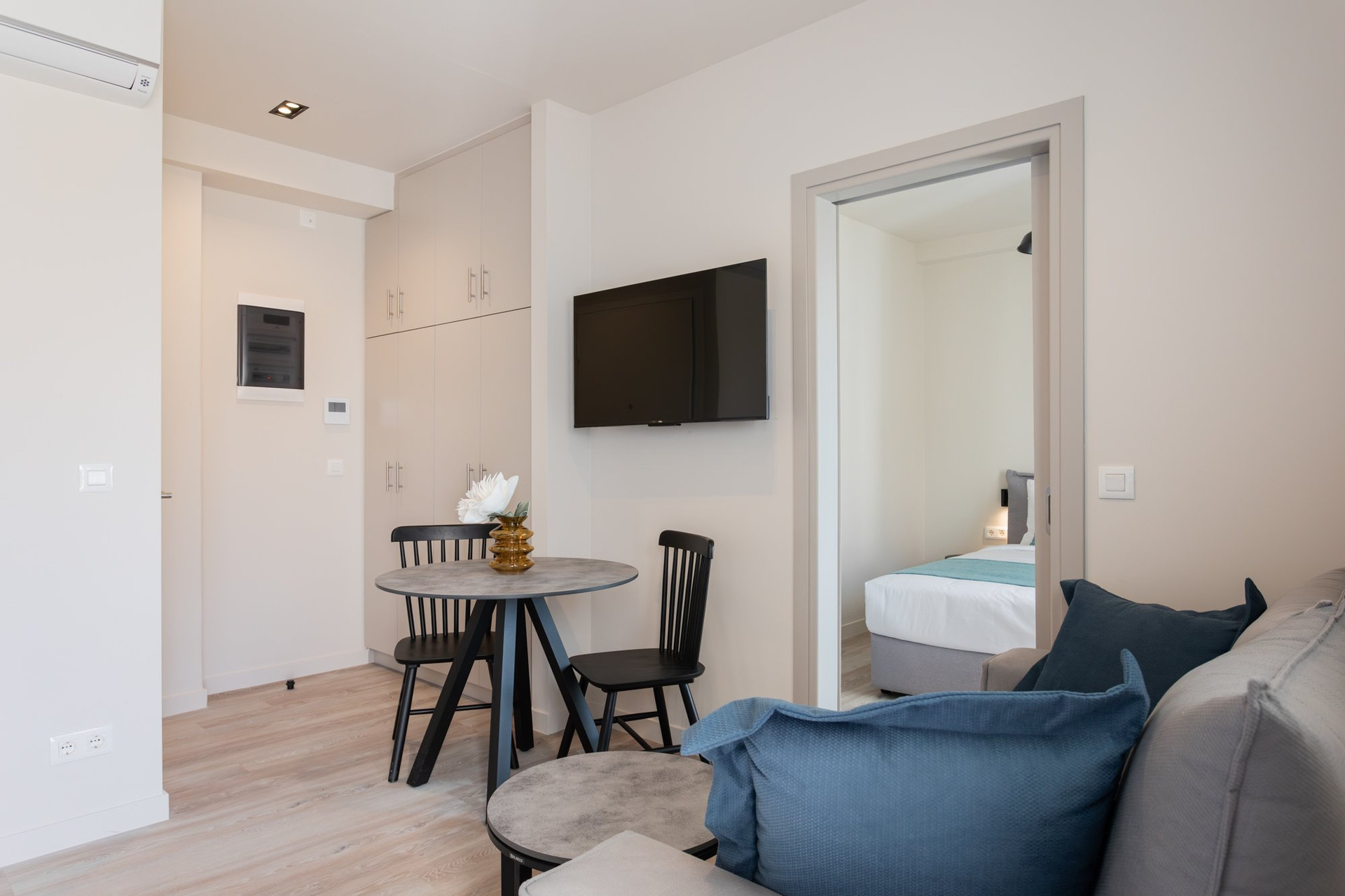 Living area with dining and bedroom