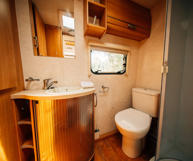 Bathroom vanity and toilet