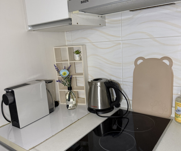 Kitchen counter with cooktop