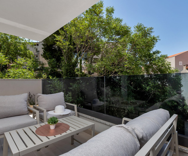 Cozy balcony seating area