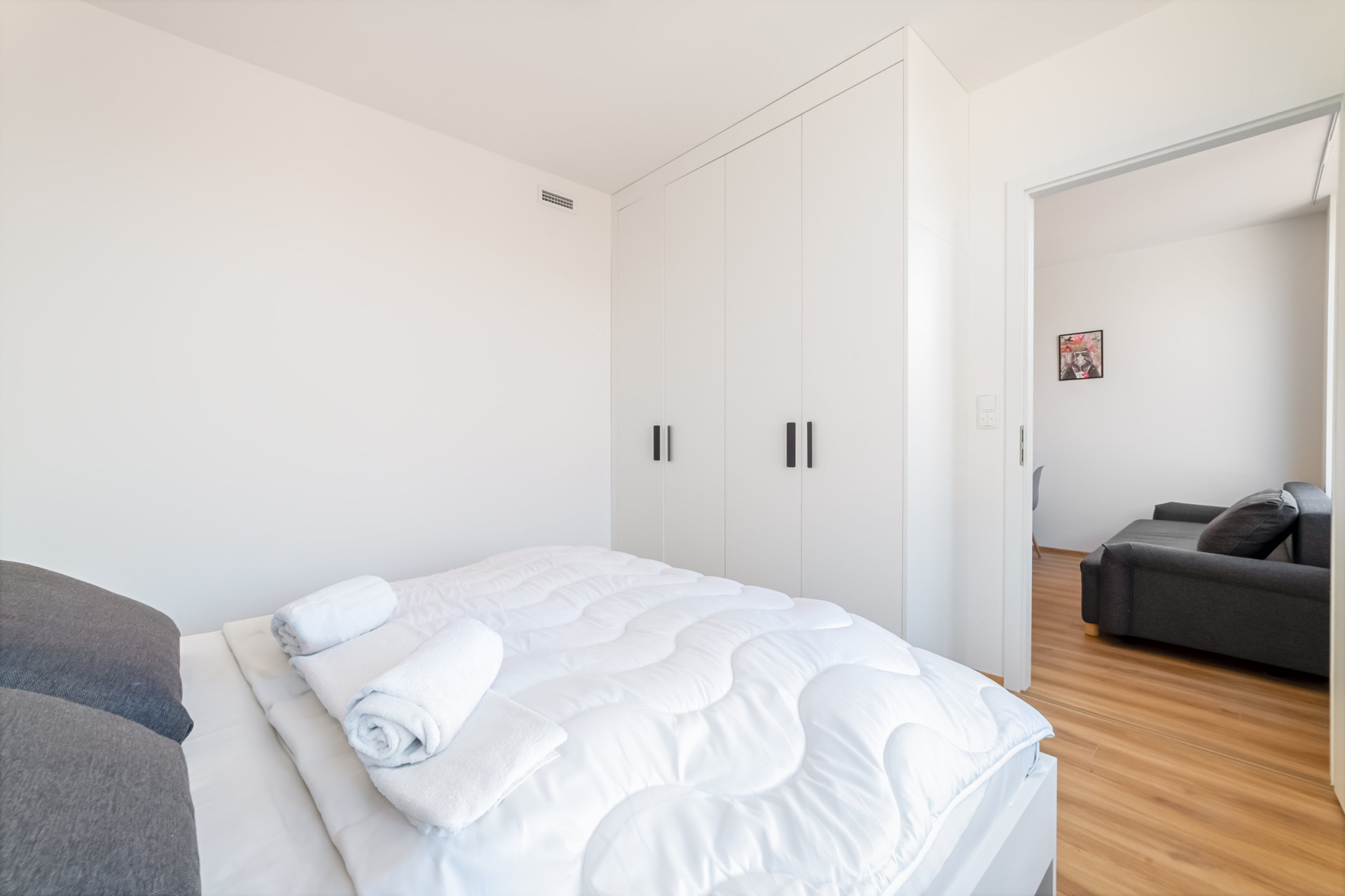 Bedroom leading to living room