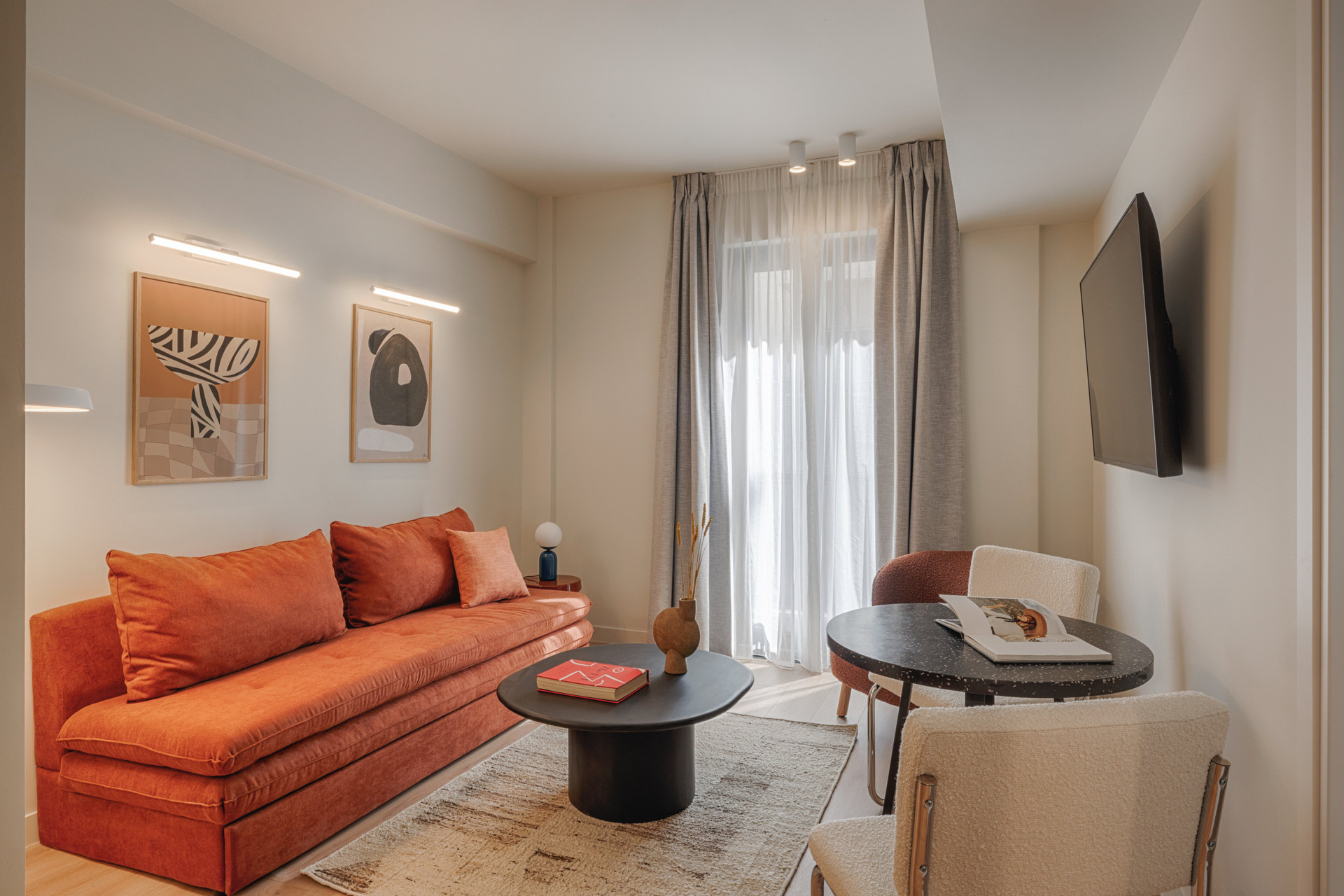 Living room with art and seating