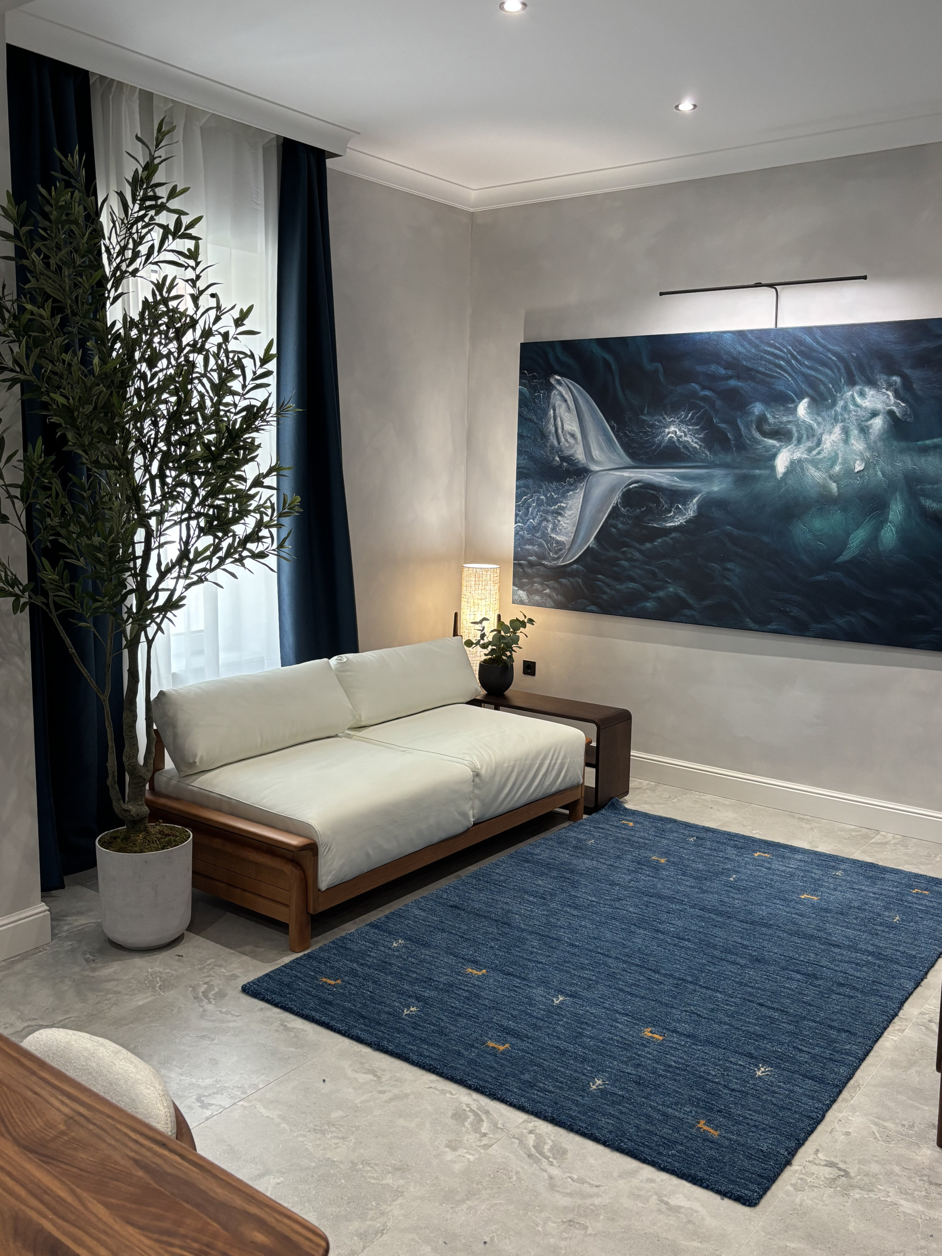 Living room sofa and wall art