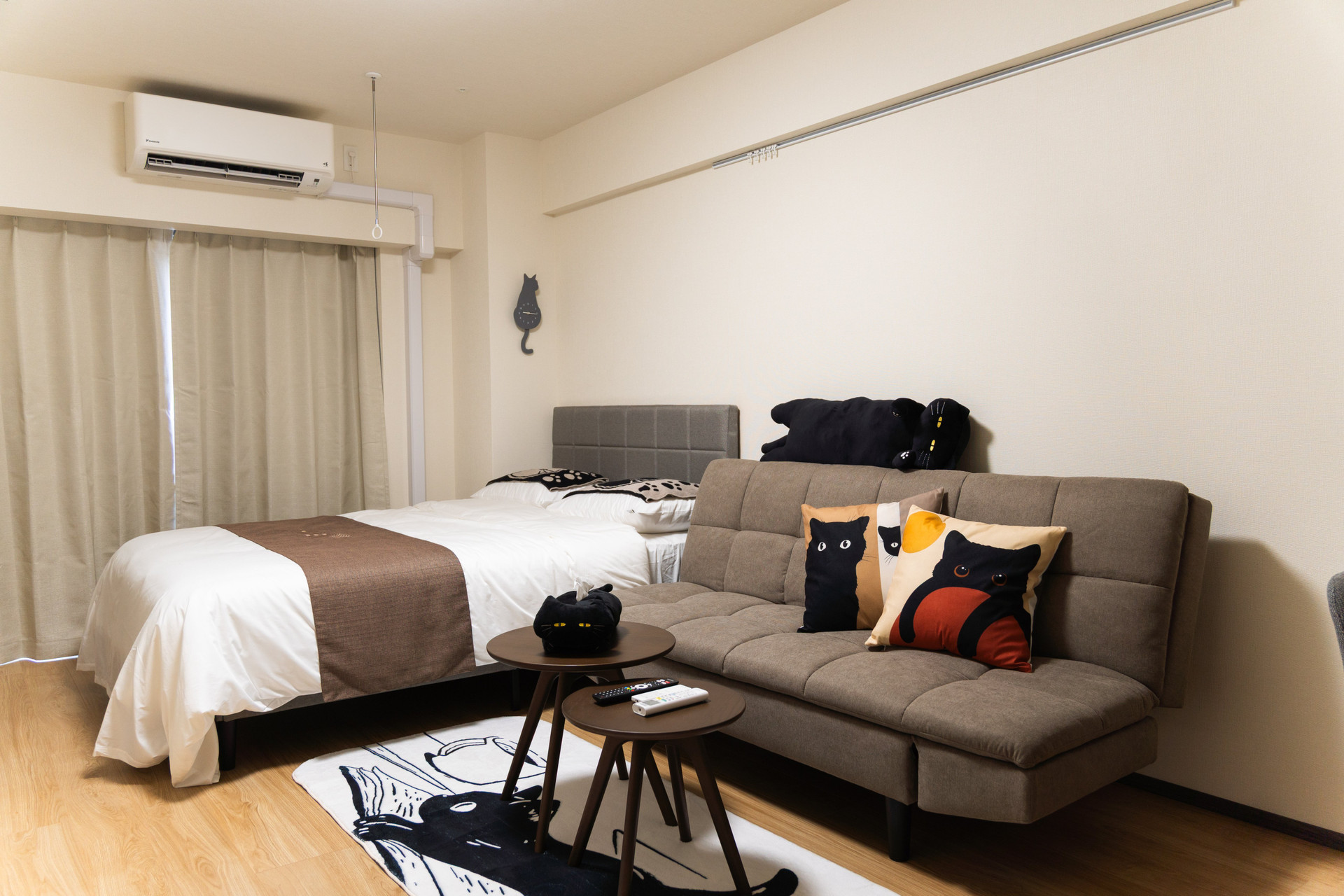 Studio room with bed and sofa
