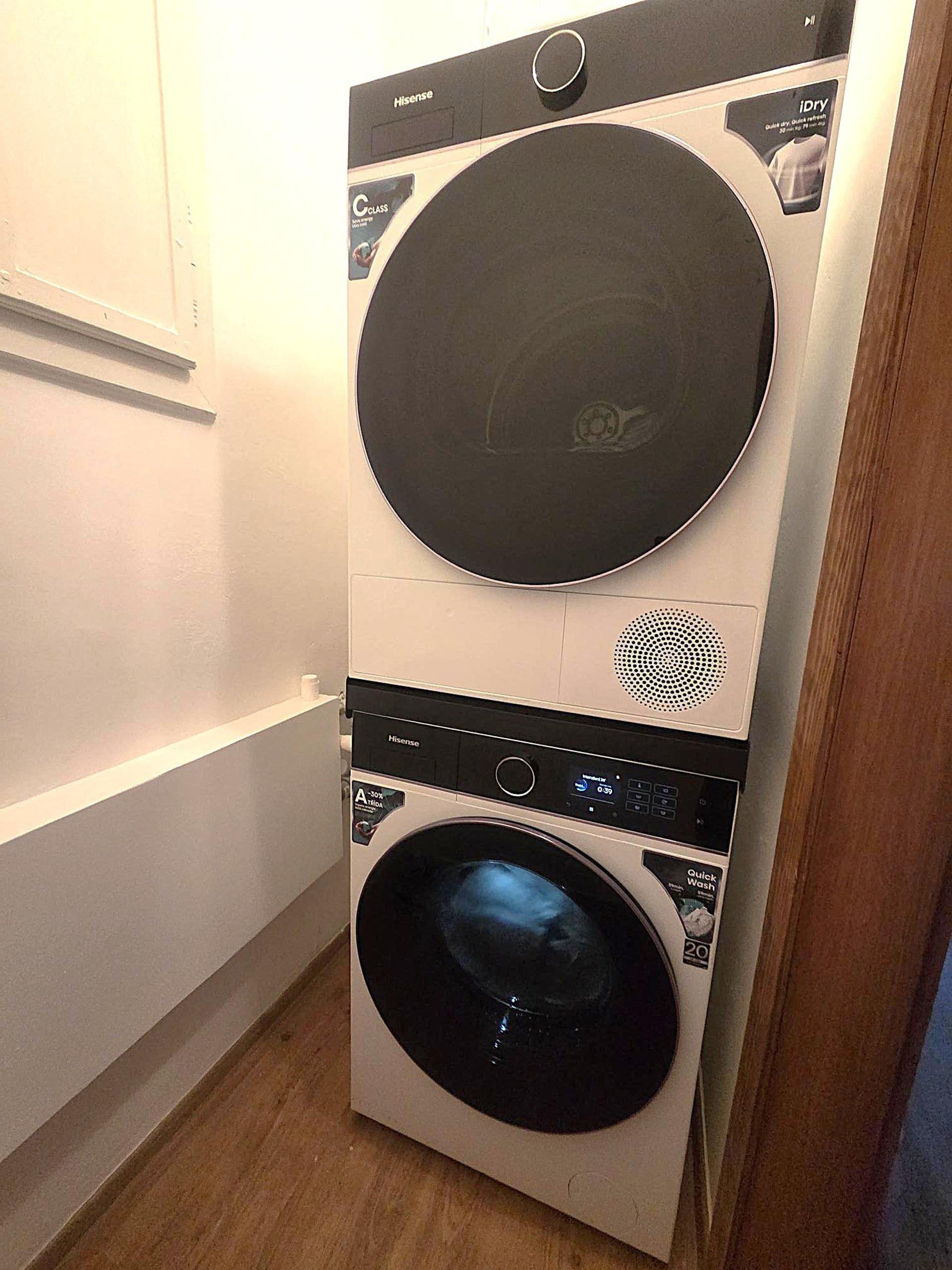 Stacked washer dryer unit