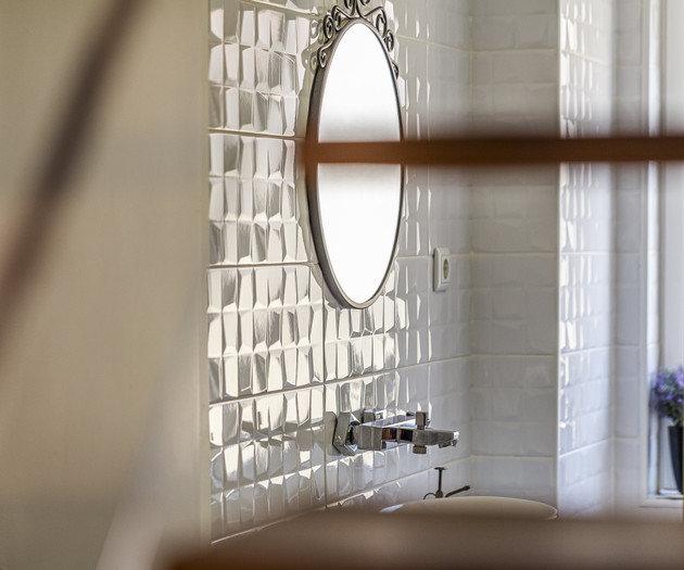 Bathroom mirror and tiles