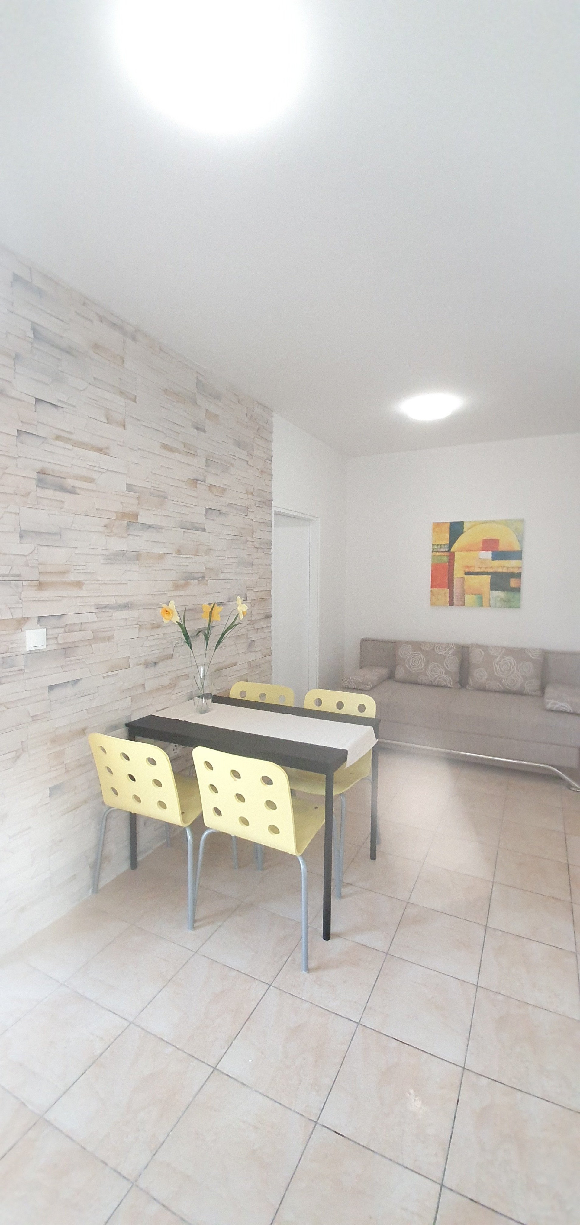 Open living and dining area