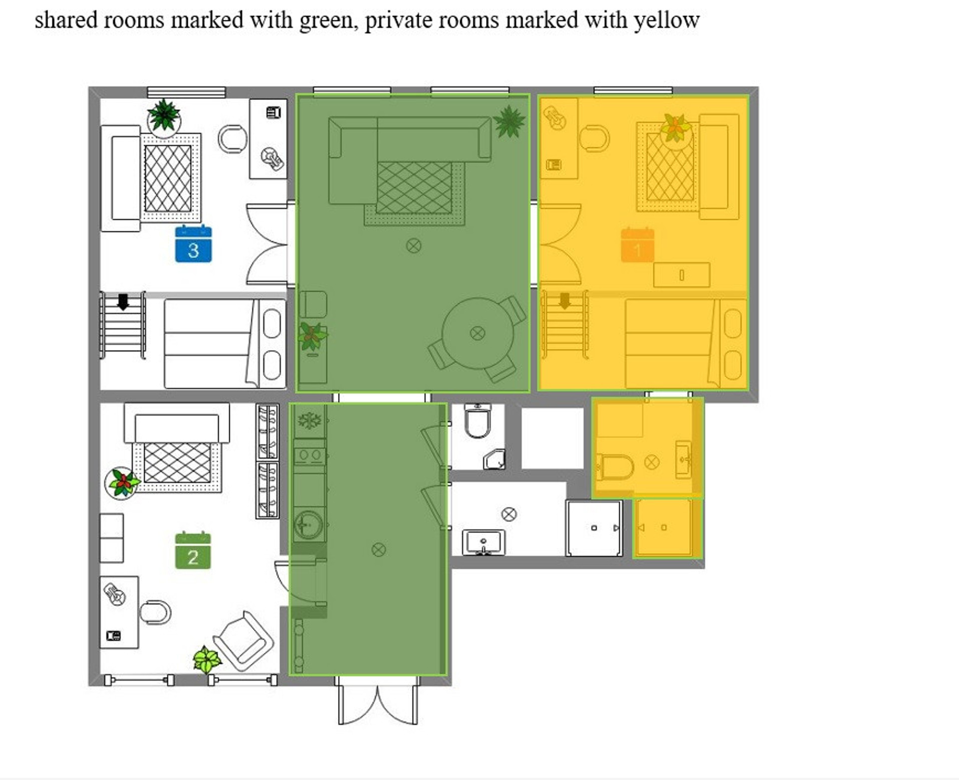 floorplan yout room in yellow