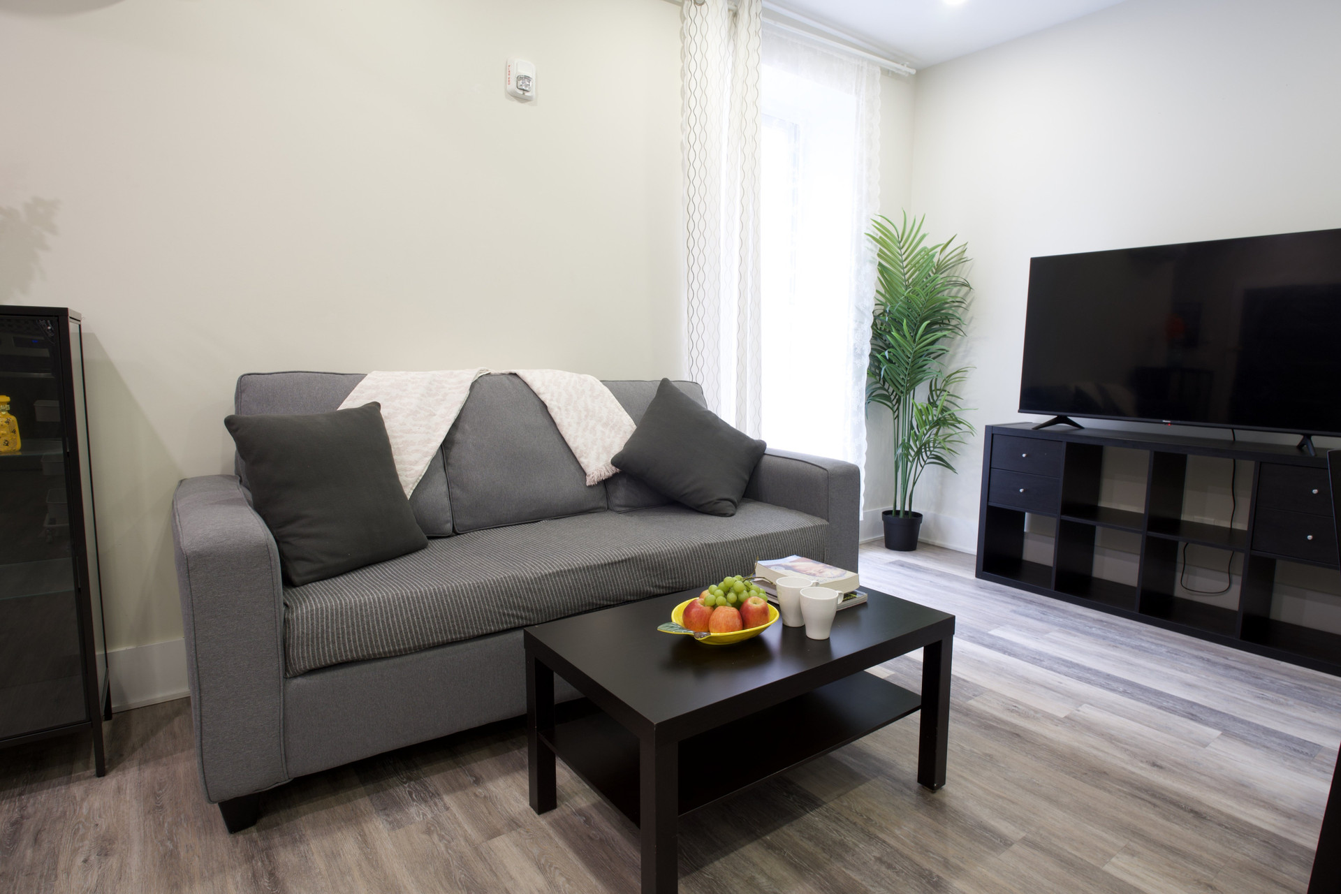 Cozy sofa with TV console