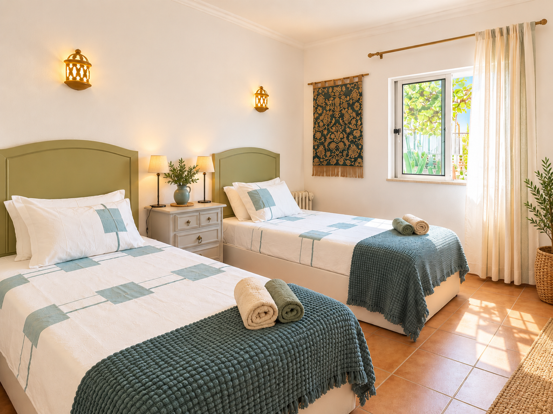 Bright twin bedroom