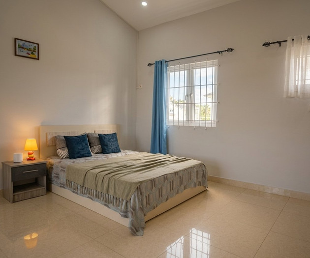 Bedroom with blue accents