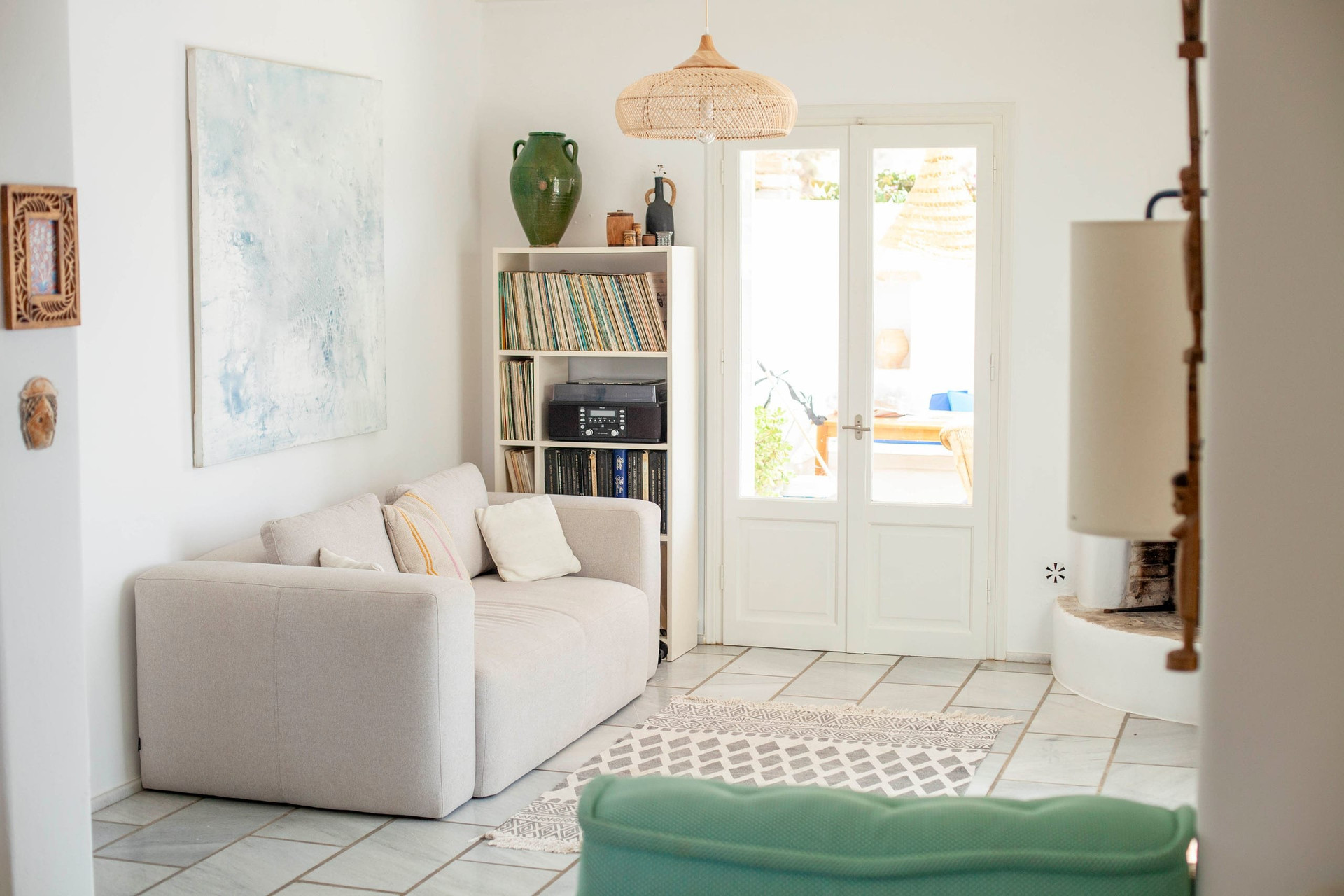 Living room with French doors