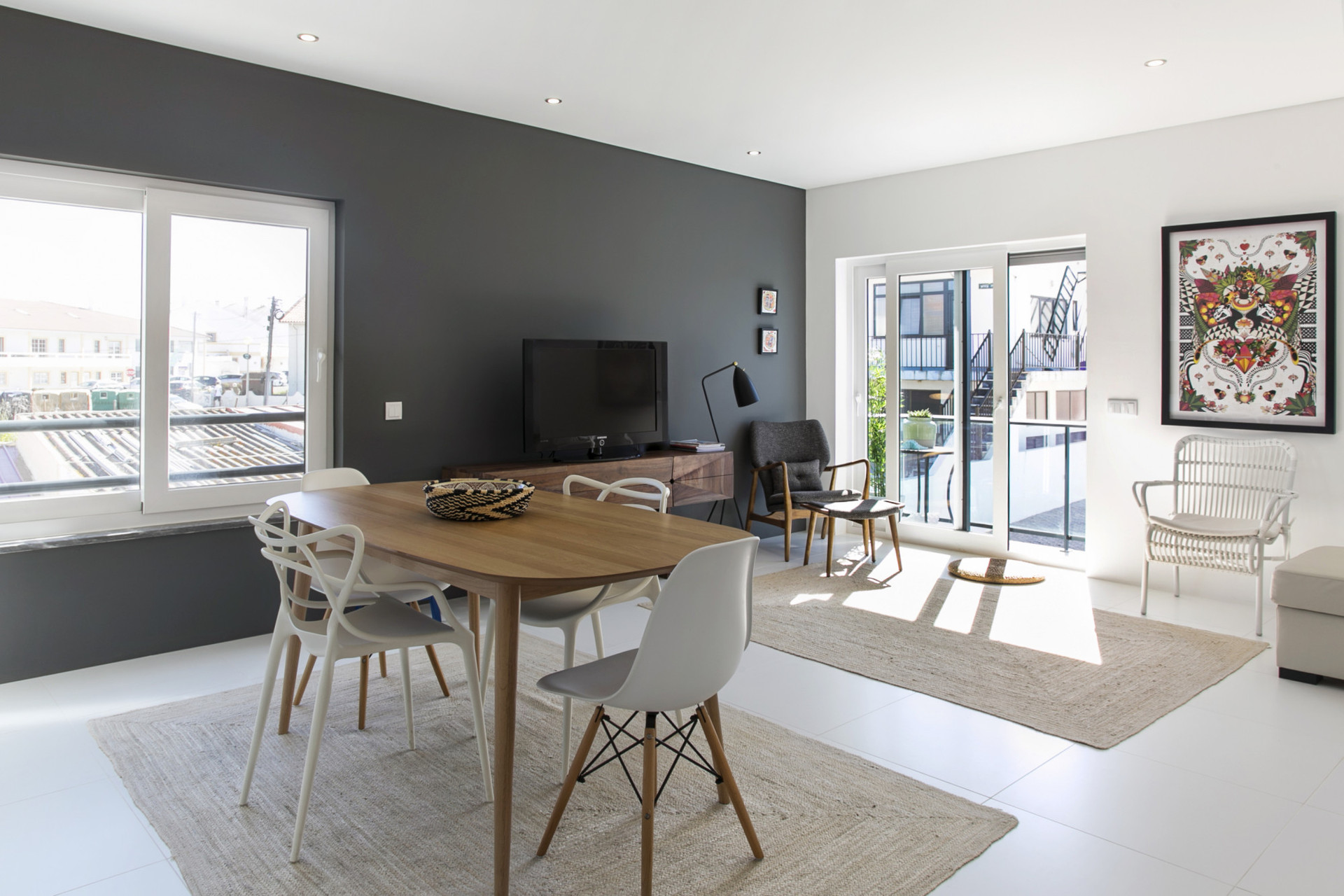 Living and dining area with TV