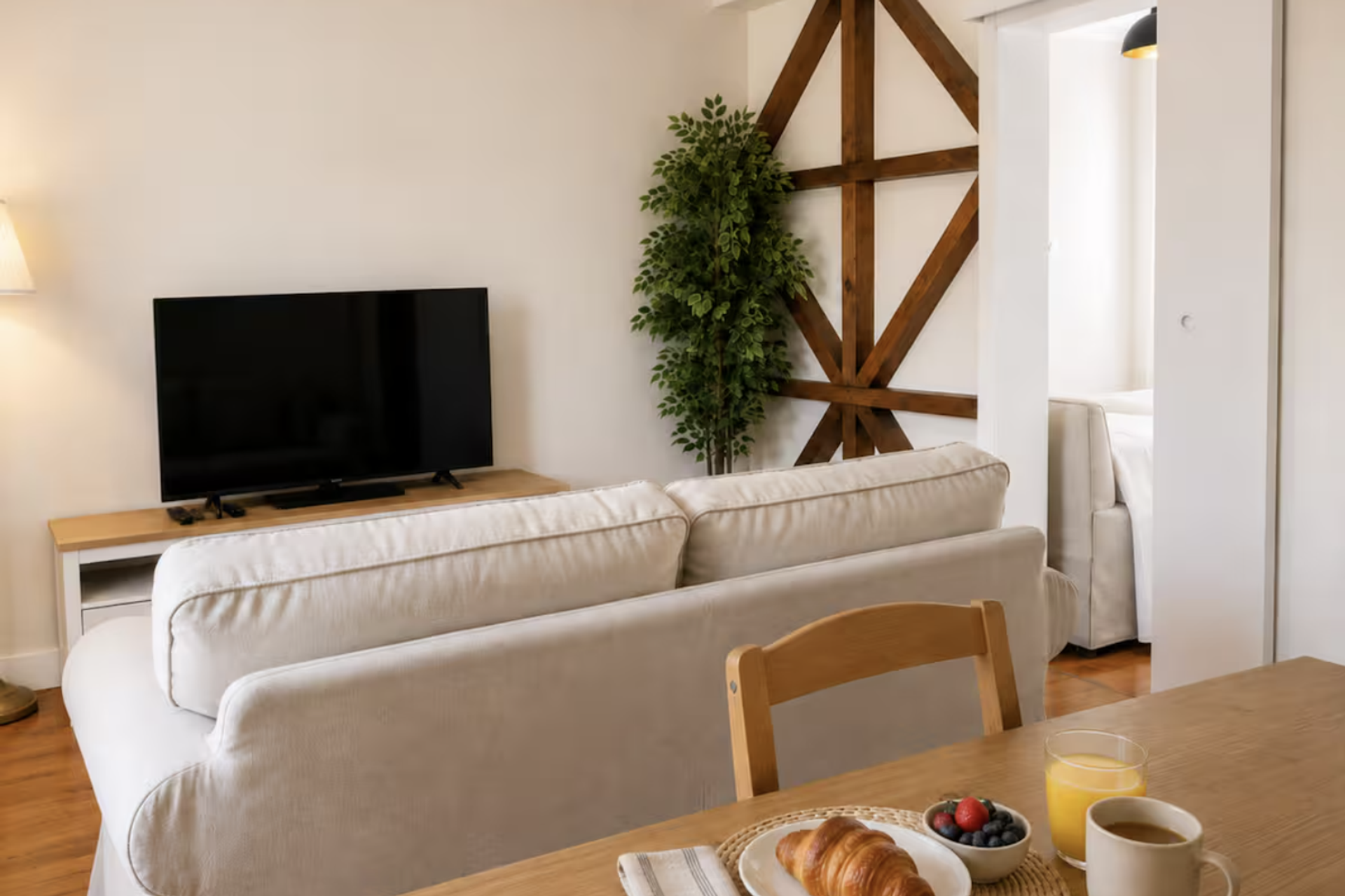 Living area with sofa and TV