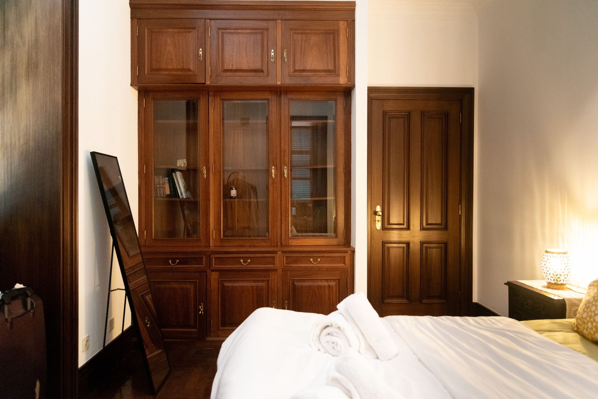 Bedroom wooden wardrobe and mirror