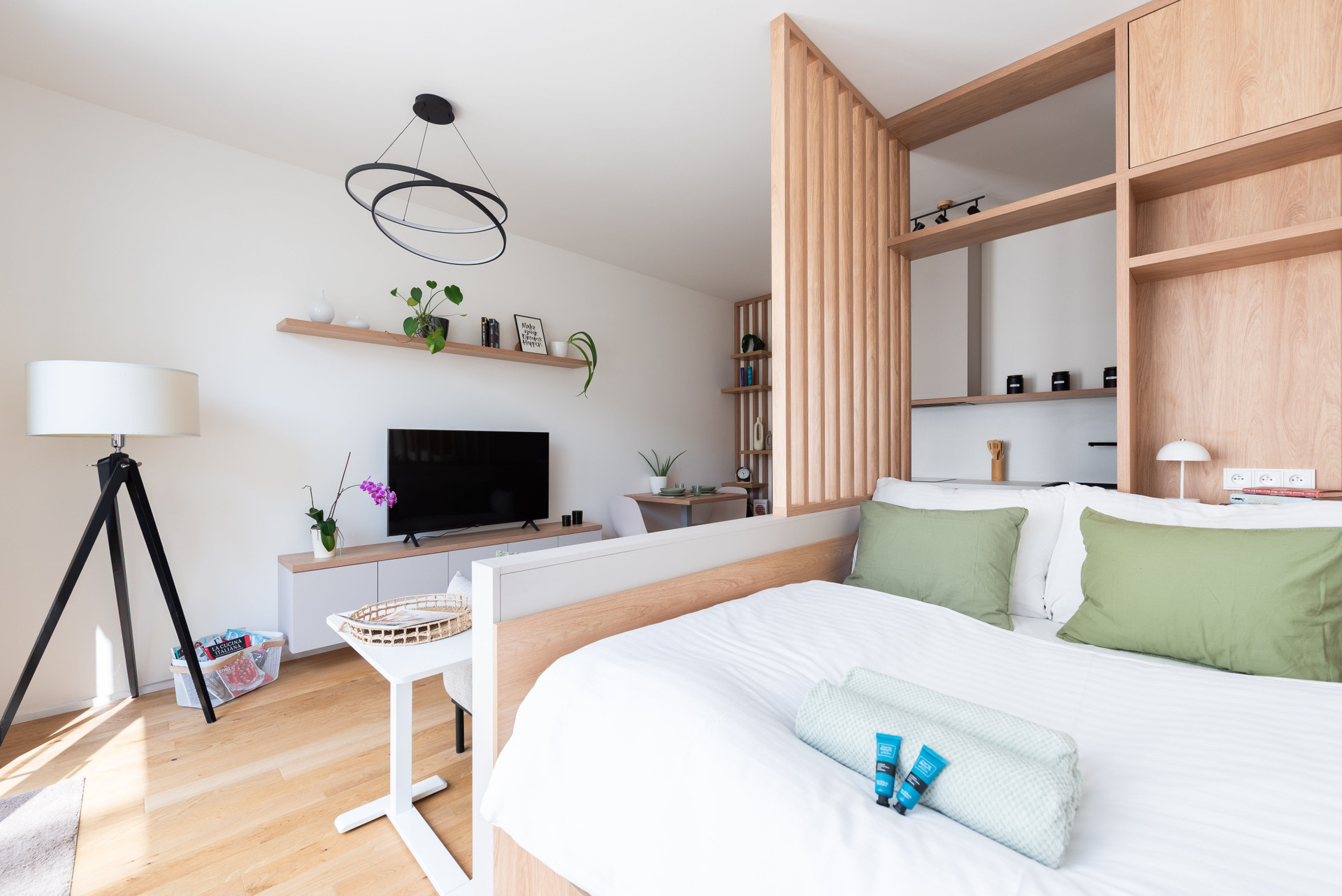 Bedroom with bed and lounge