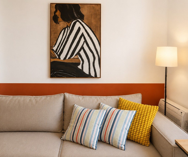 Sofa with decorative pillows