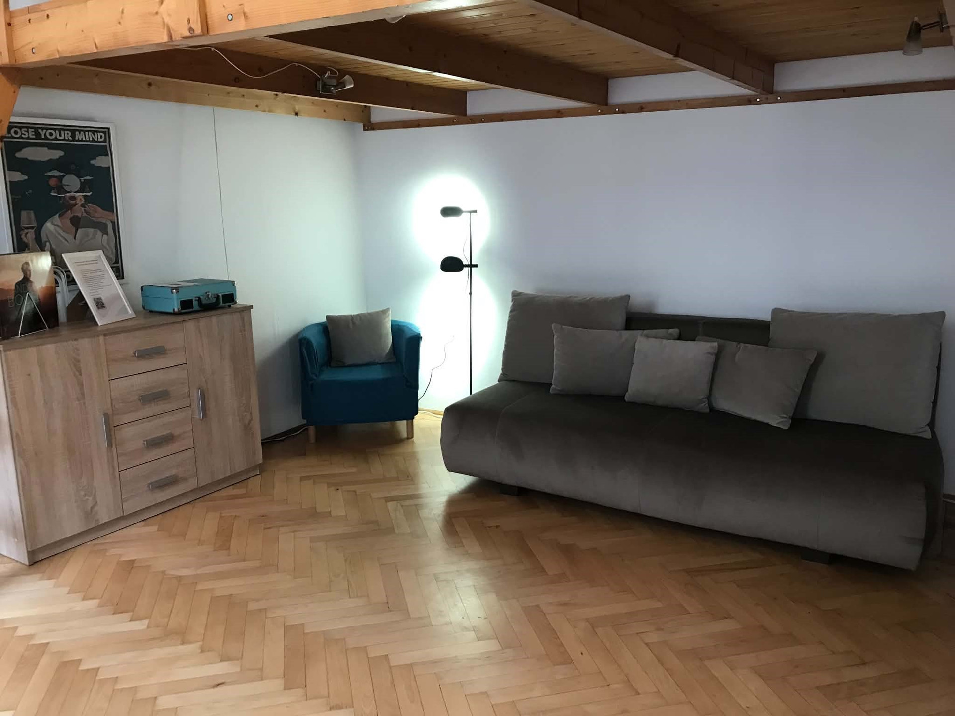 Living room sofa and armchair