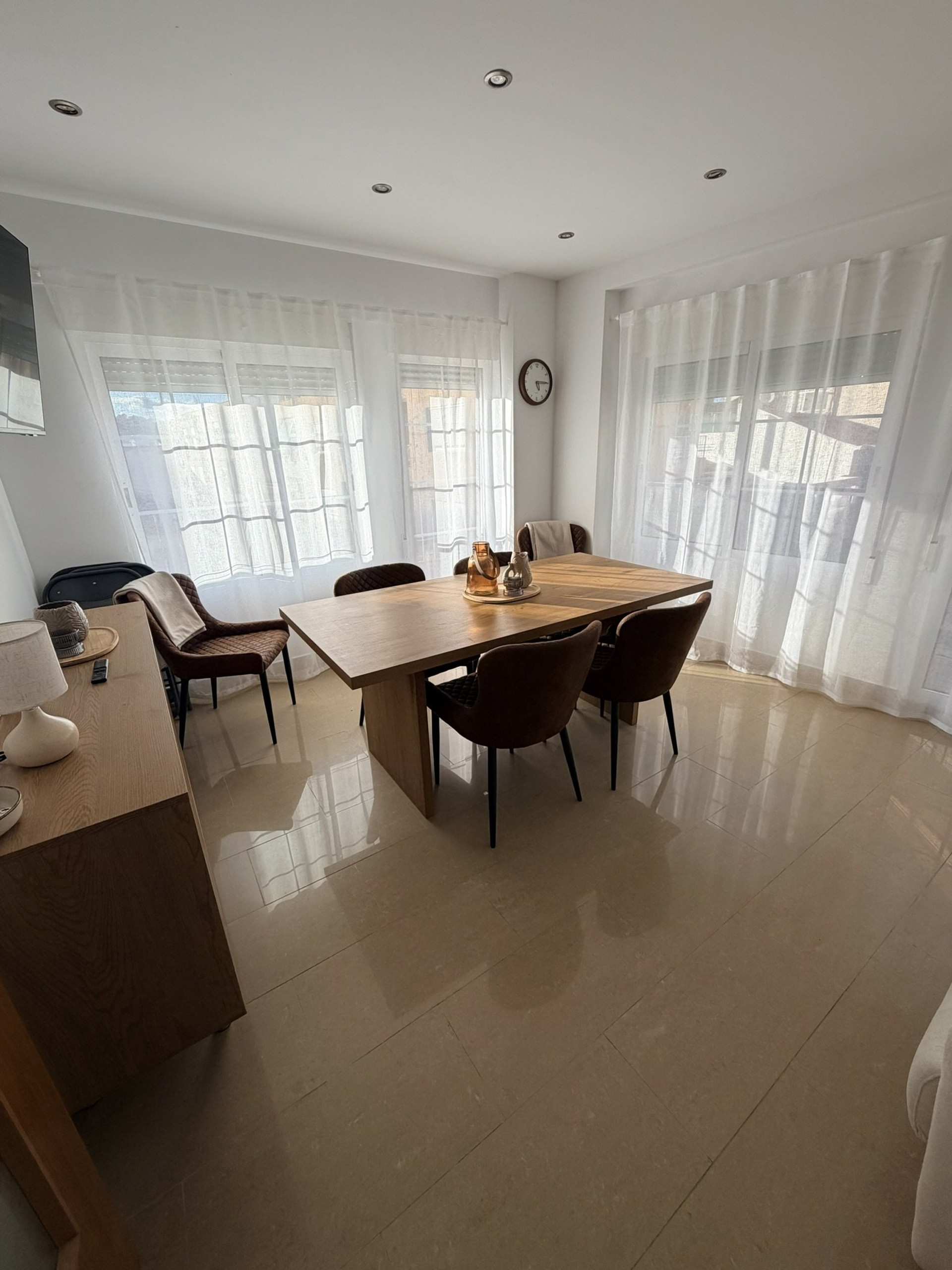 Dining area with table and chairs