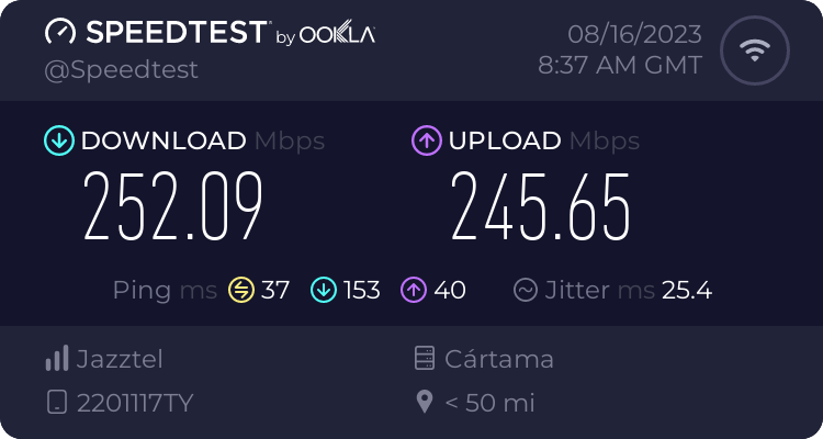 Speedtest.net result