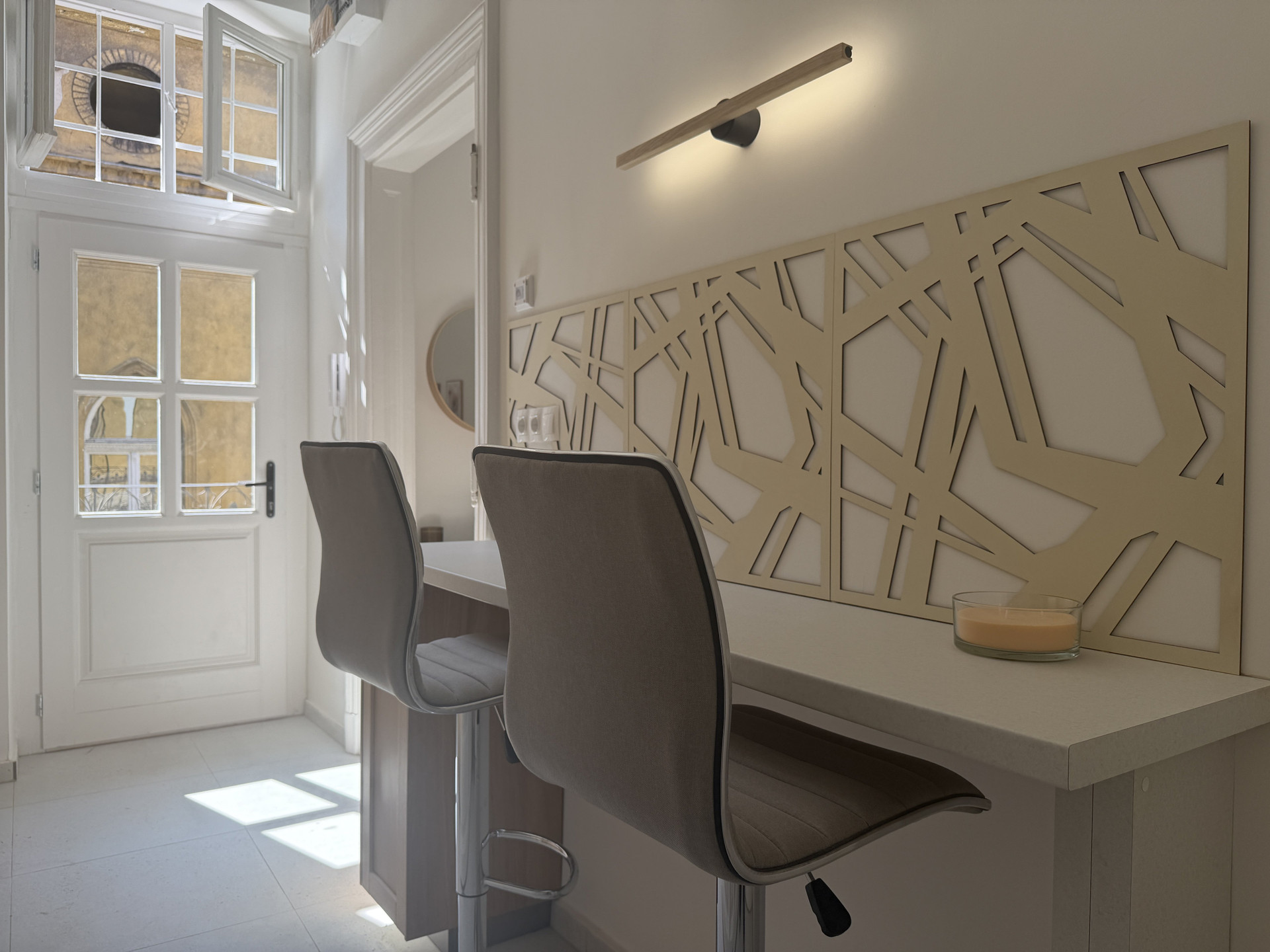 Dining nook with bar chairs