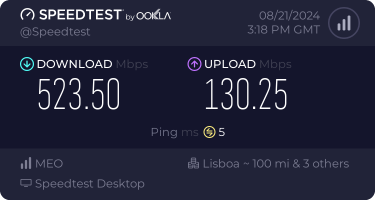 Speedtest.net result