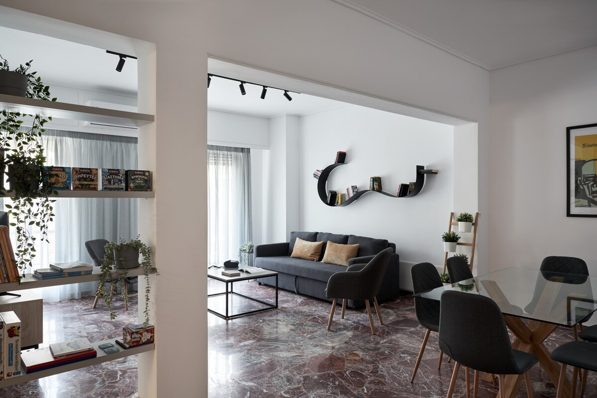 Living room and dining area