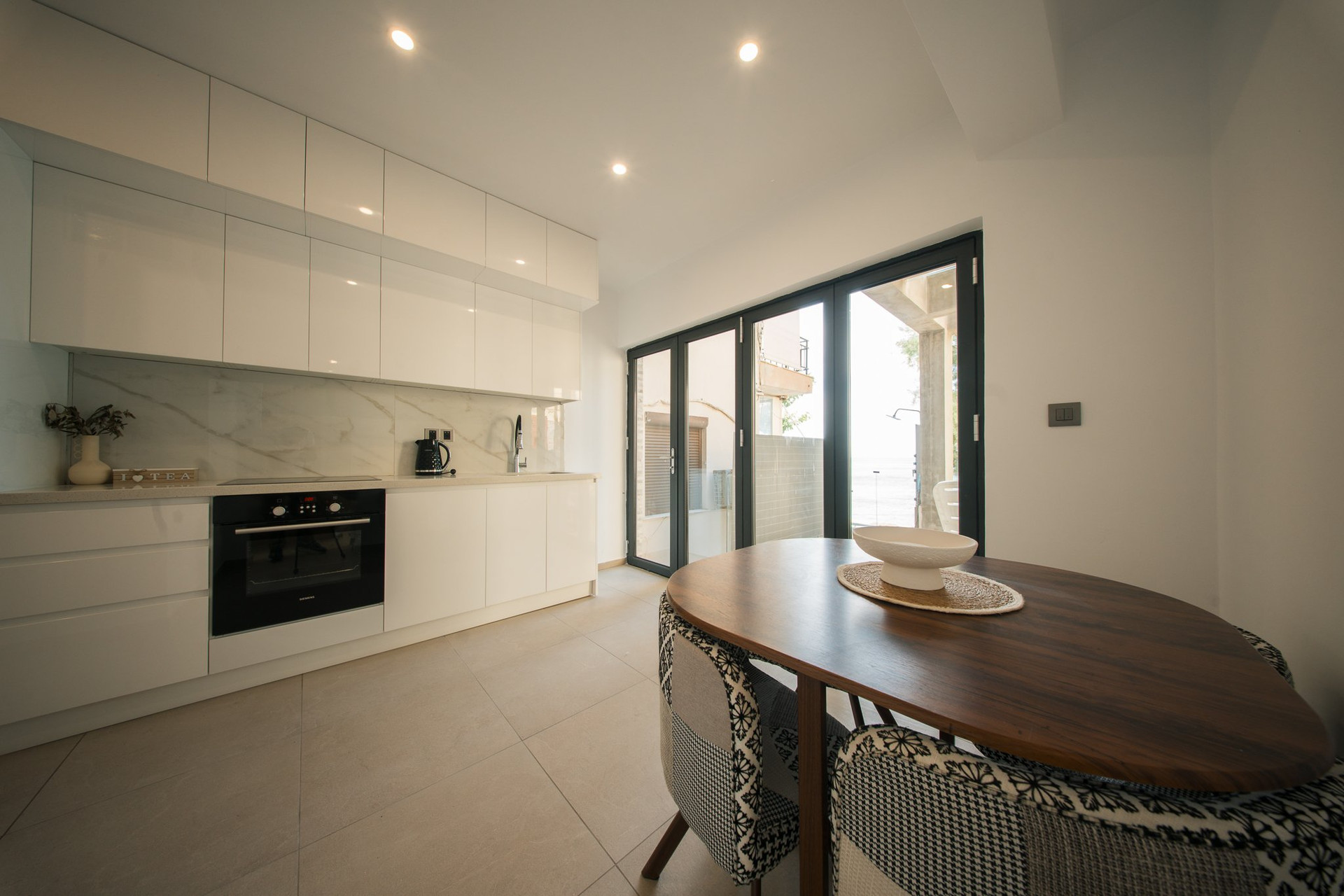 Kitchen and round dining table