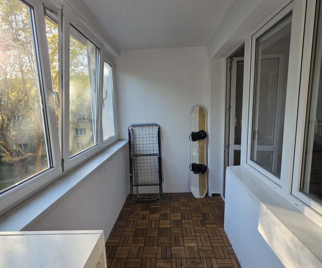 Balcony with wood flooring