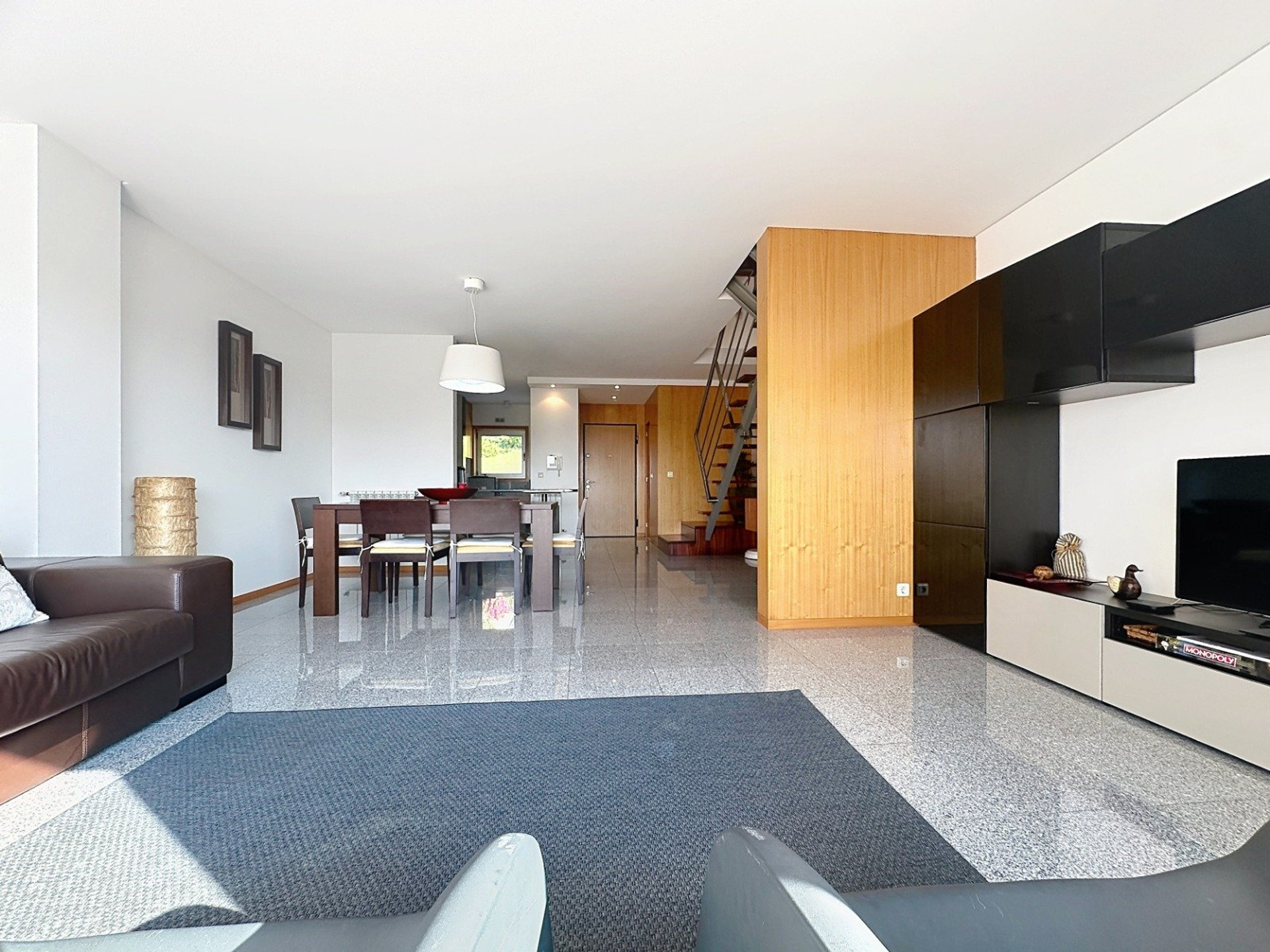 Open living and dining area