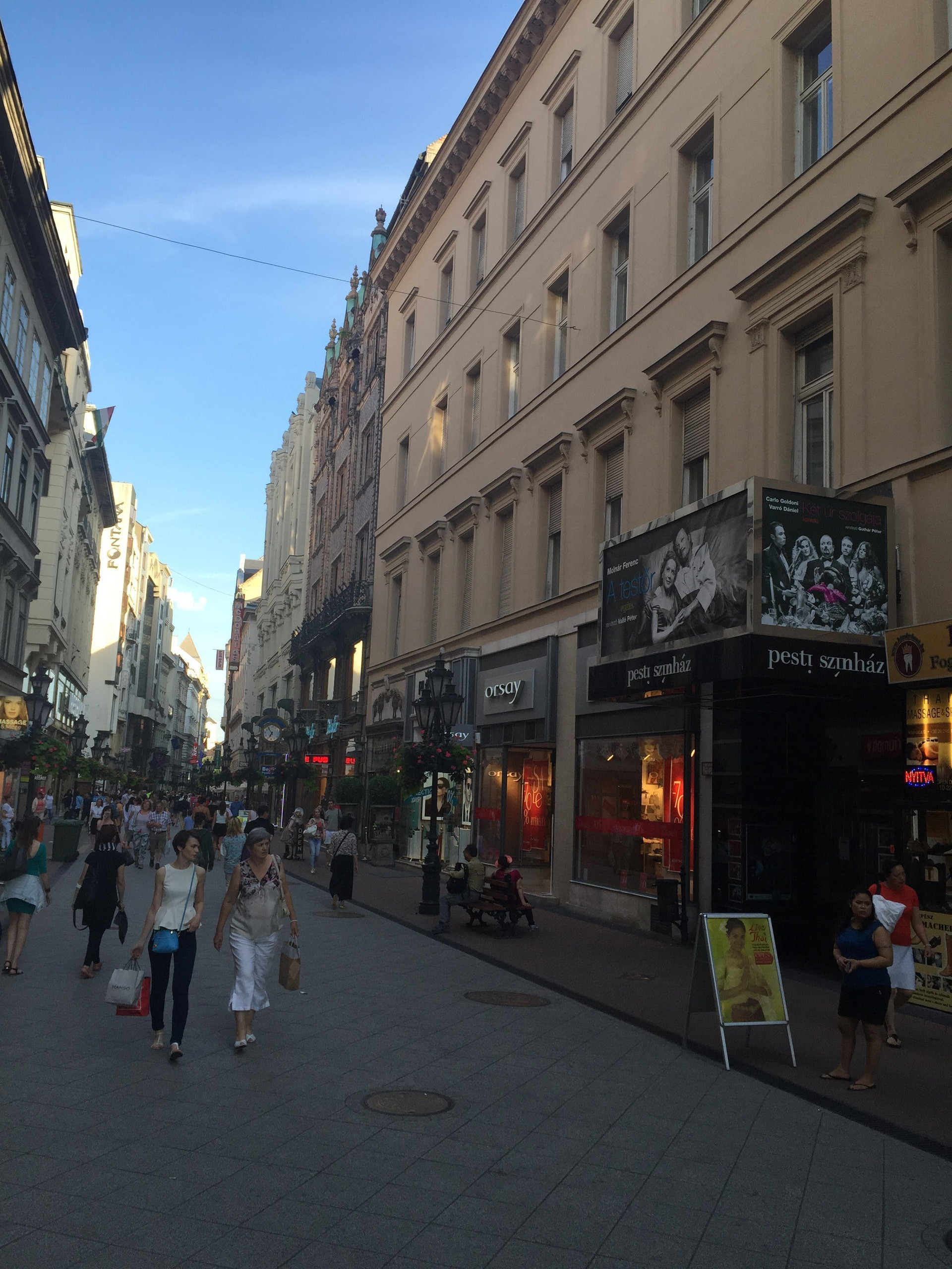Pedestrian shopping street view