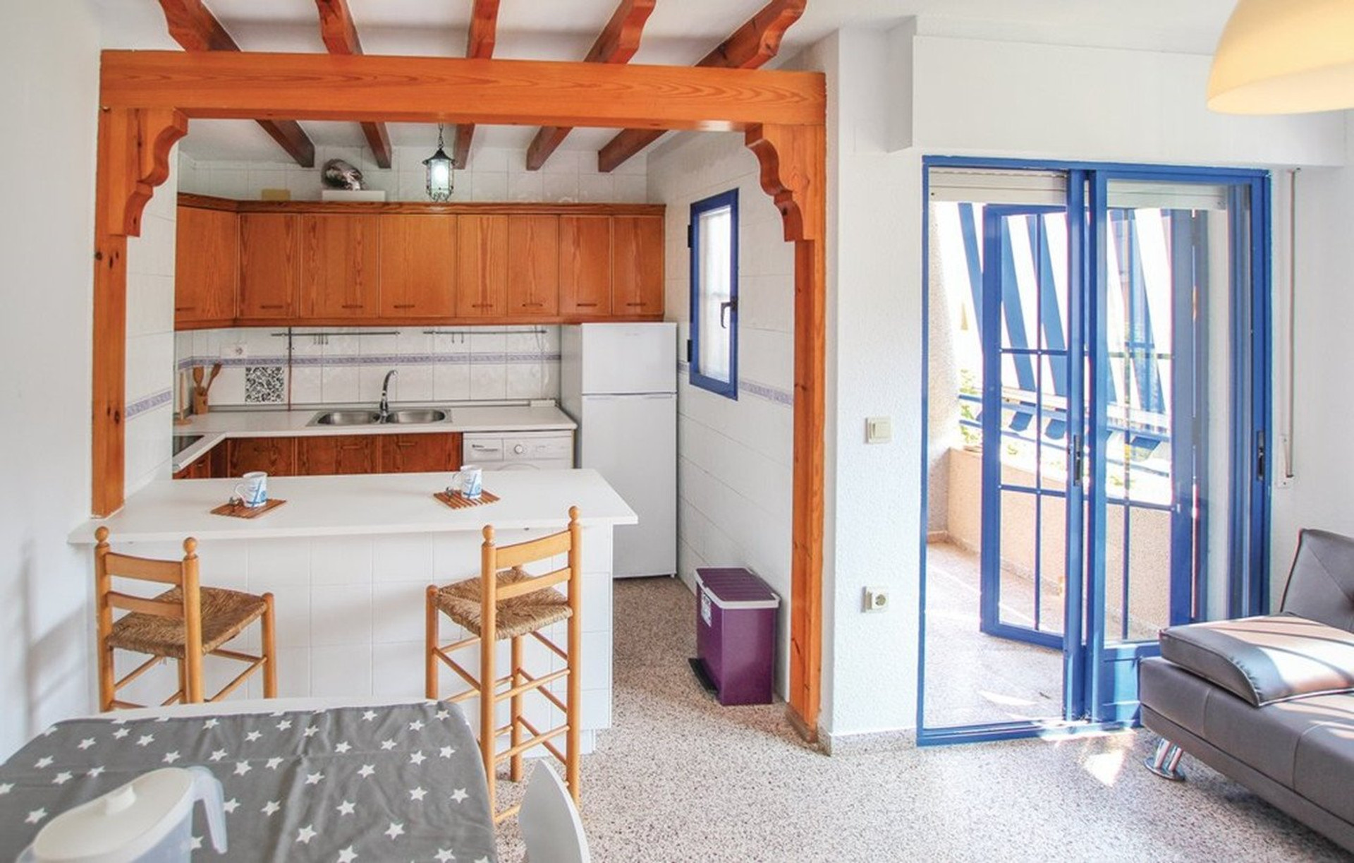 Kitchen open to living area